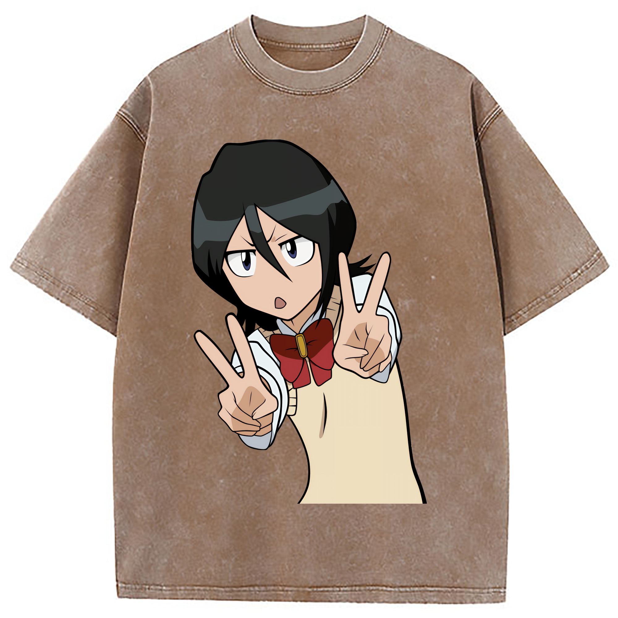 （画像用） ブリーチ 朽木ルキア BLEACH Kuchiki Rukia 綿100% ヴィンテージ風 半袖Tシャツ（フロントプリント）