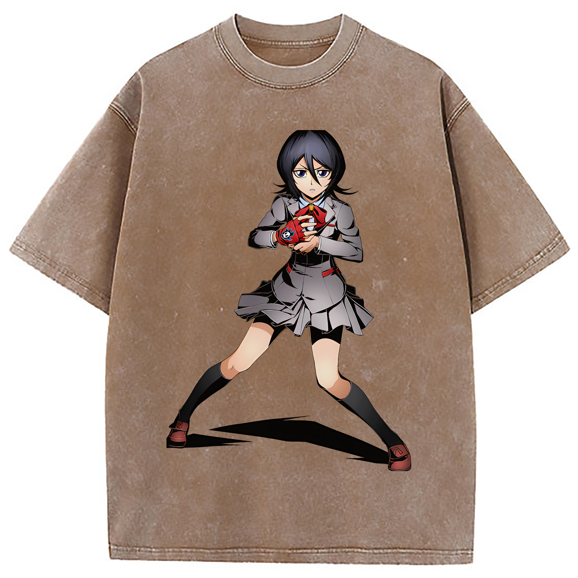 （画像用） ブリーチ 朽木ルキア BLEACH Kuchiki Rukia 綿100% ヴィンテージ風 半袖Tシャツ（フロントプリント）