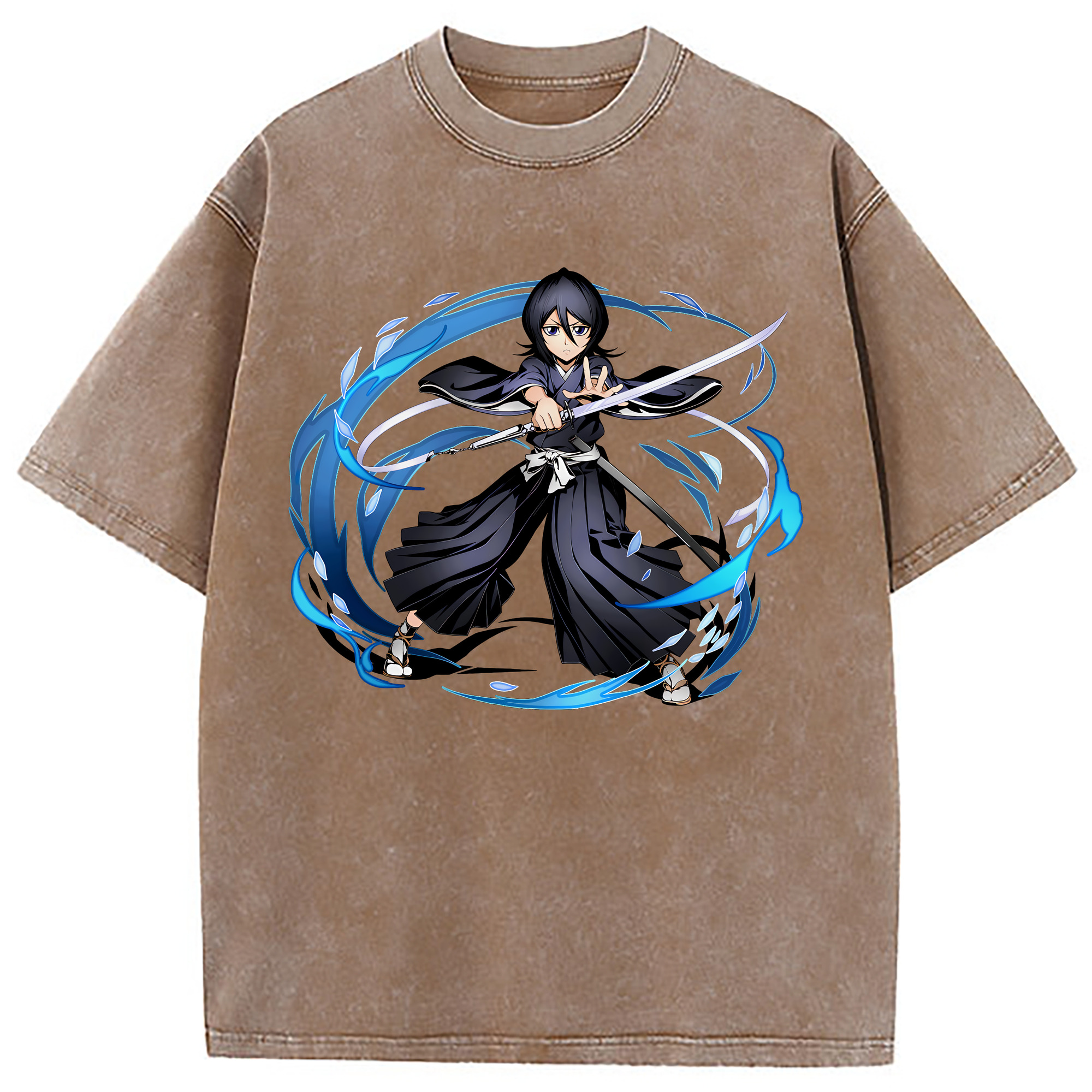 （画像用） ブリーチ 朽木ルキア BLEACH Kuchiki Rukia 綿100% ヴィンテージ風 半袖Tシャツ（フロントプリント）