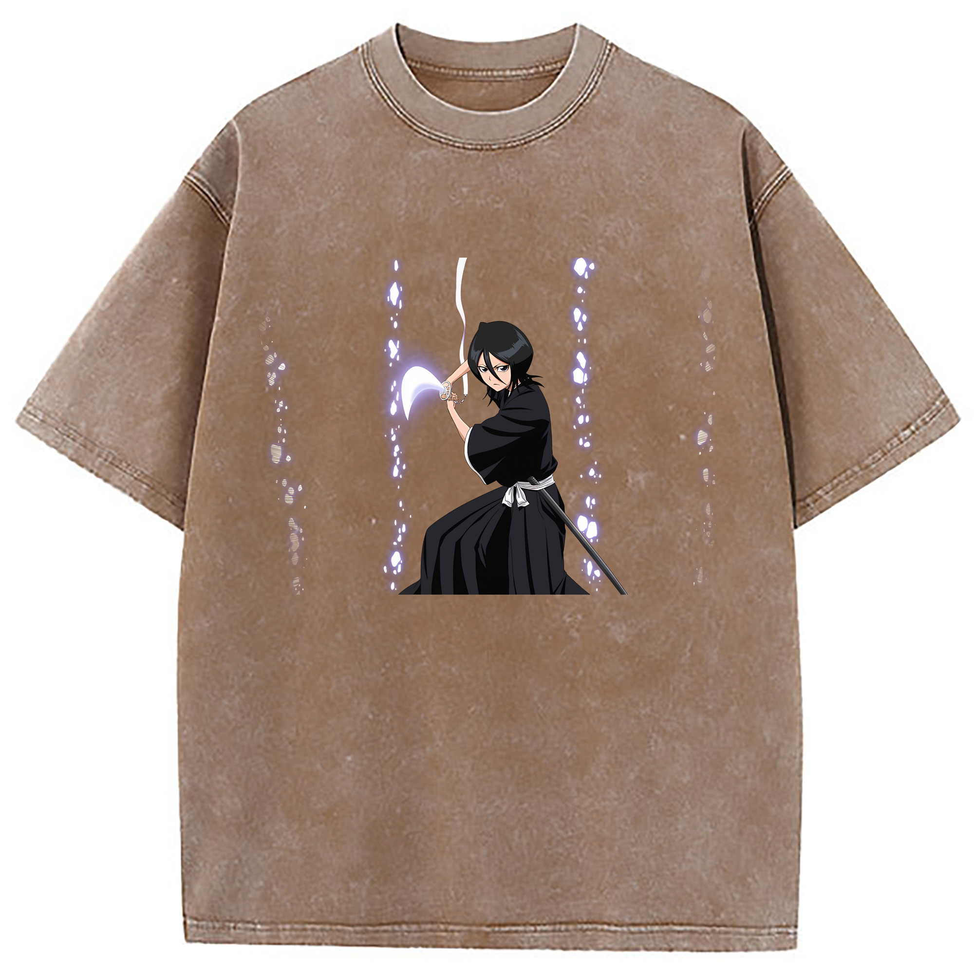（画像用） ブリーチ 朽木ルキア BLEACH Kuchiki Rukia 綿100% ヴィンテージ風 半袖Tシャツ（フロントプリント）