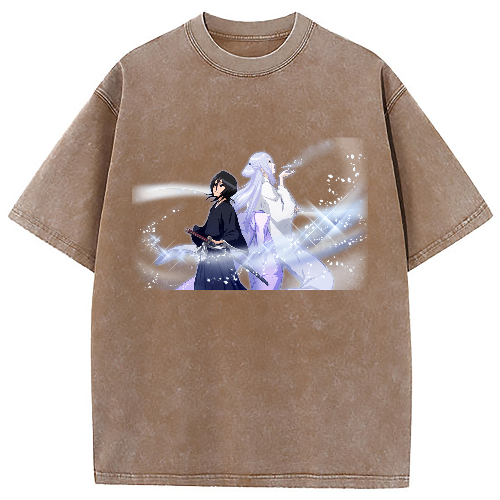 （画像用） ブリーチ 朽木ルキア BLEACH Kuchiki Rukia 綿100% ヴィンテージ風 半袖Tシャツ（フロントプリント）