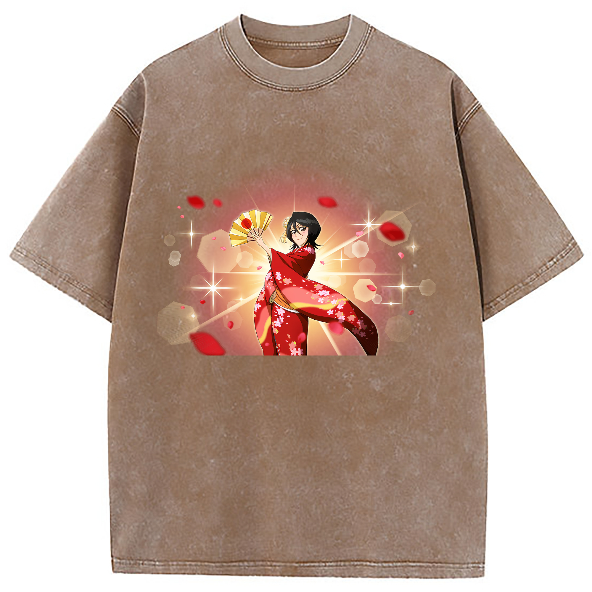 （画像用） ブリーチ 朽木ルキア BLEACH Kuchiki Rukia 綿100% ヴィンテージ風 半袖Tシャツ（フロントプリント）