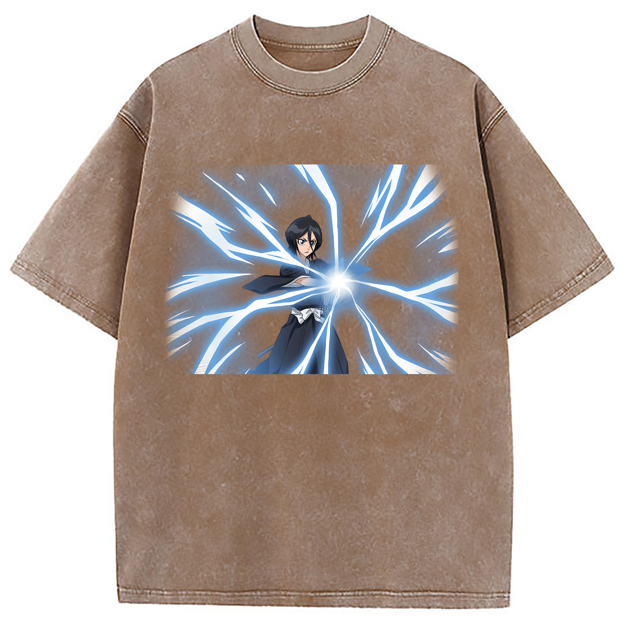 （画像用） ブリーチ 朽木ルキア BLEACH Kuchiki Rukia 綿100% ヴィンテージ風 半袖Tシャツ（フロントプリント）