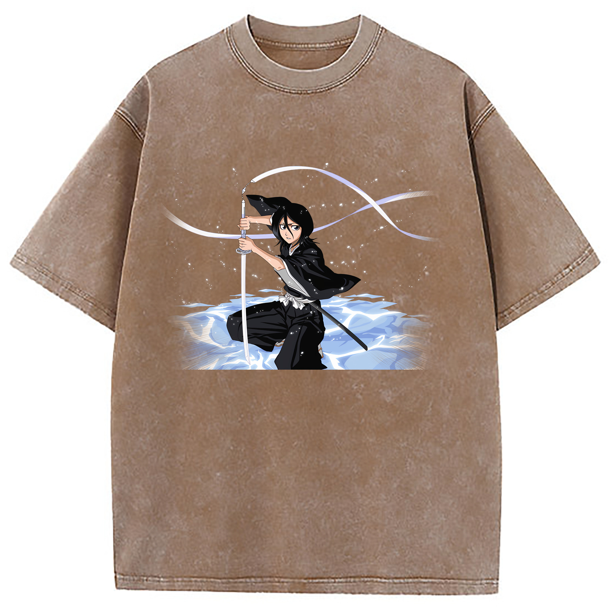 （画像用） ブリーチ 朽木ルキア BLEACH Kuchiki Rukia 綿100% ヴィンテージ風 半袖Tシャツ（フロントプリント）