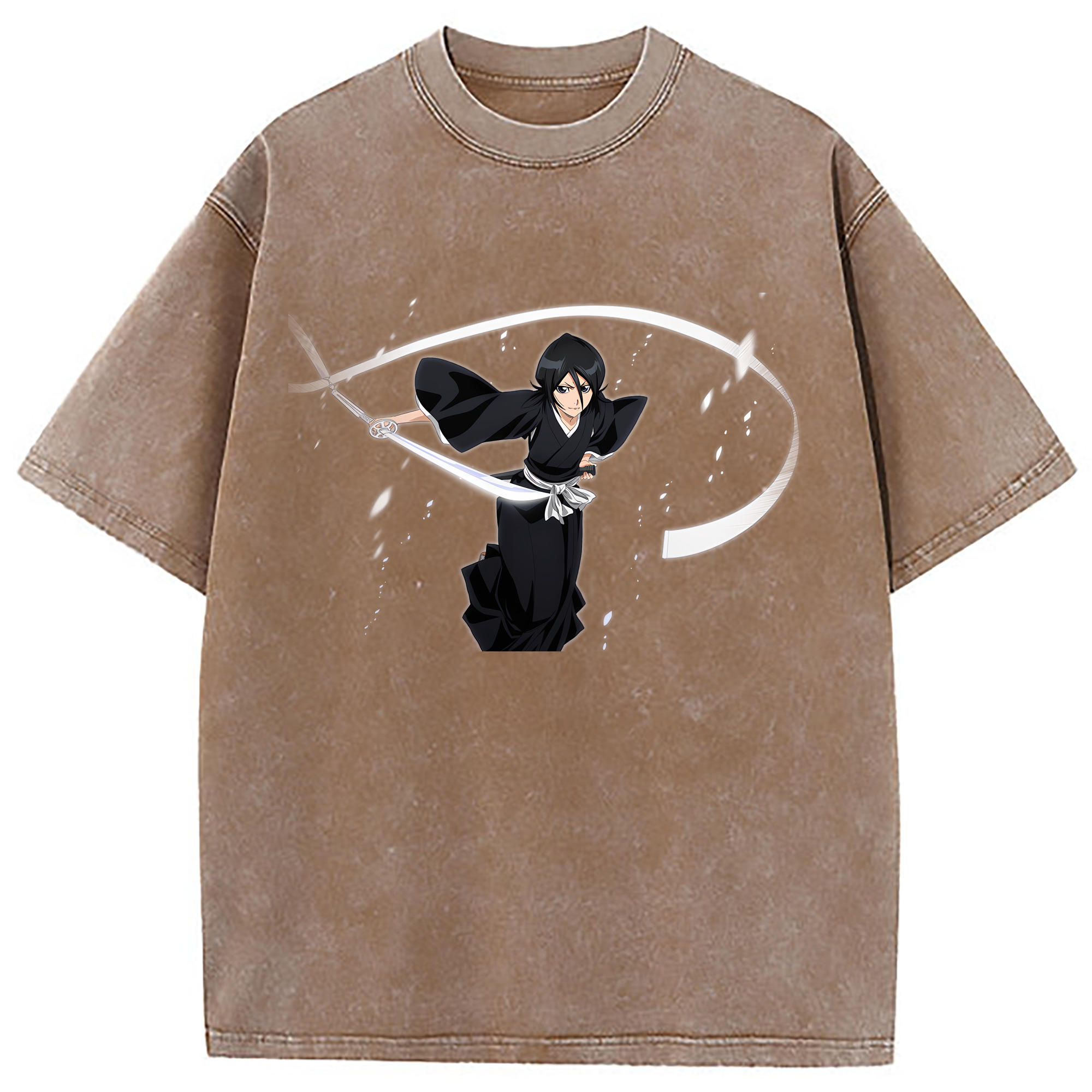 （画像用） ブリーチ 朽木ルキア BLEACH Kuchiki Rukia 綿100% ヴィンテージ風 半袖Tシャツ（フロントプリント）
