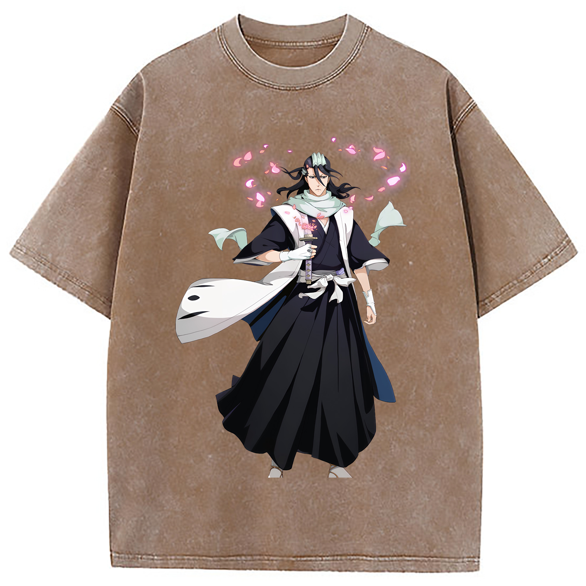 （画像用） ブリーチ くちき びゃくや BLEACH Kuchiki Byakuya 綿100% ヴィンテージ風 半袖Tシャツ（フロントプリント）