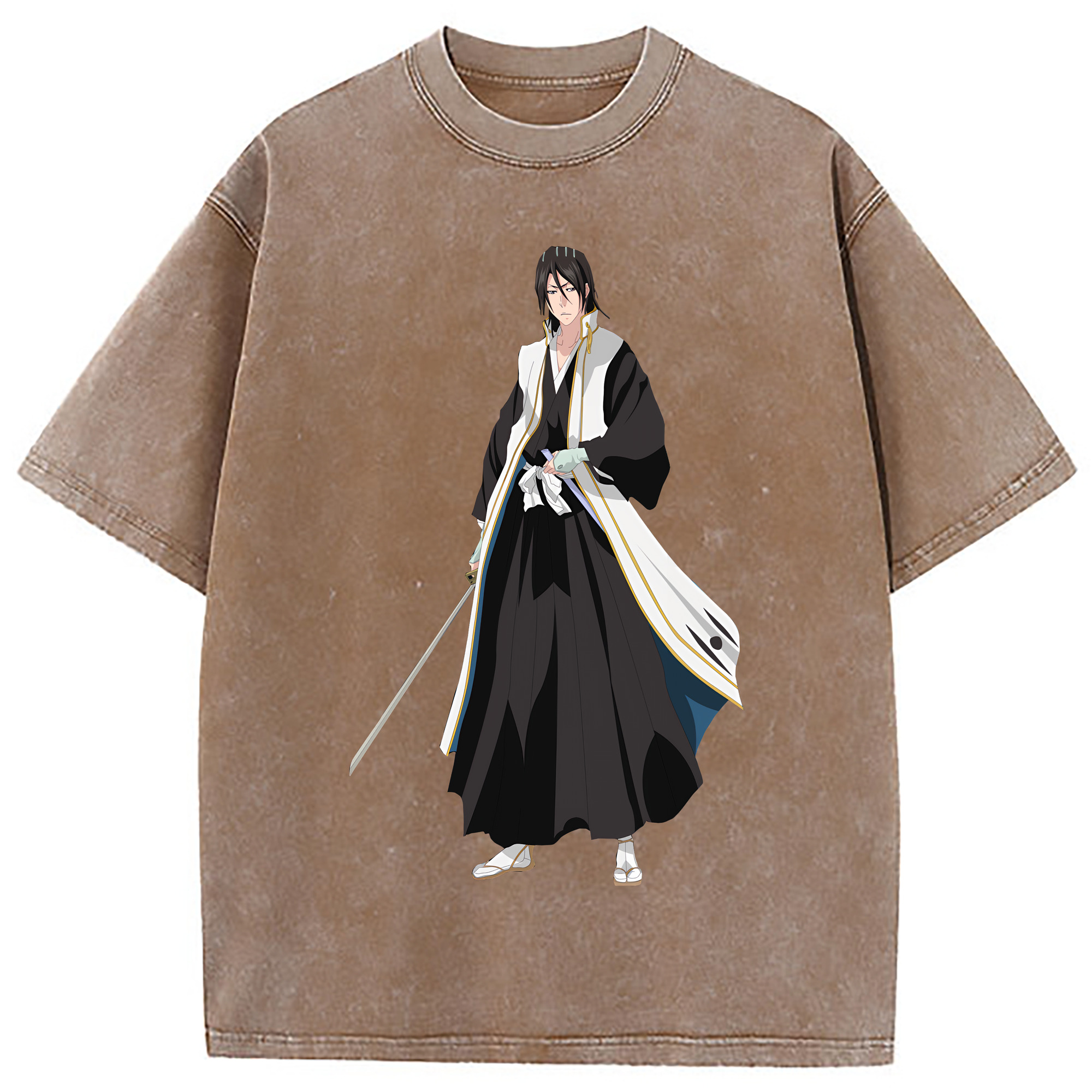 （画像用） ブリーチ くちき びゃくや BLEACH Kuchiki Byakuya 綿100% ヴィンテージ風 半袖Tシャツ（フロントプリント）