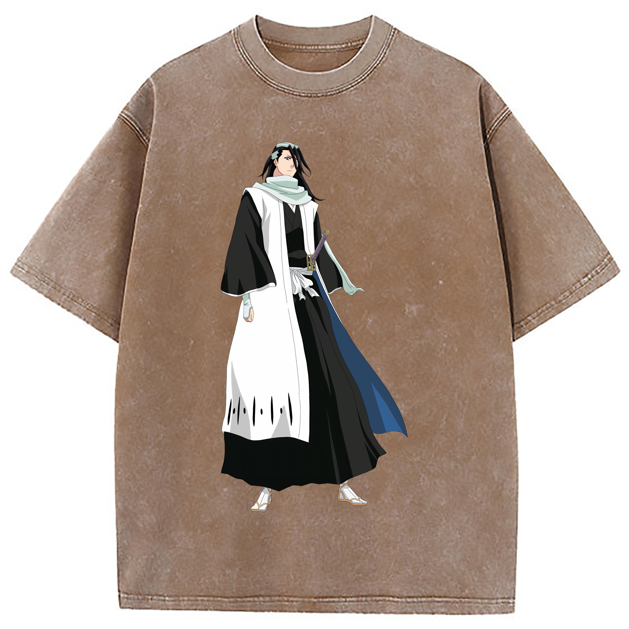 （画像用） ブリーチ くちき びゃくや BLEACH Kuchiki Byakuya 綿100% ヴィンテージ風 半袖Tシャツ（フロントプリント）