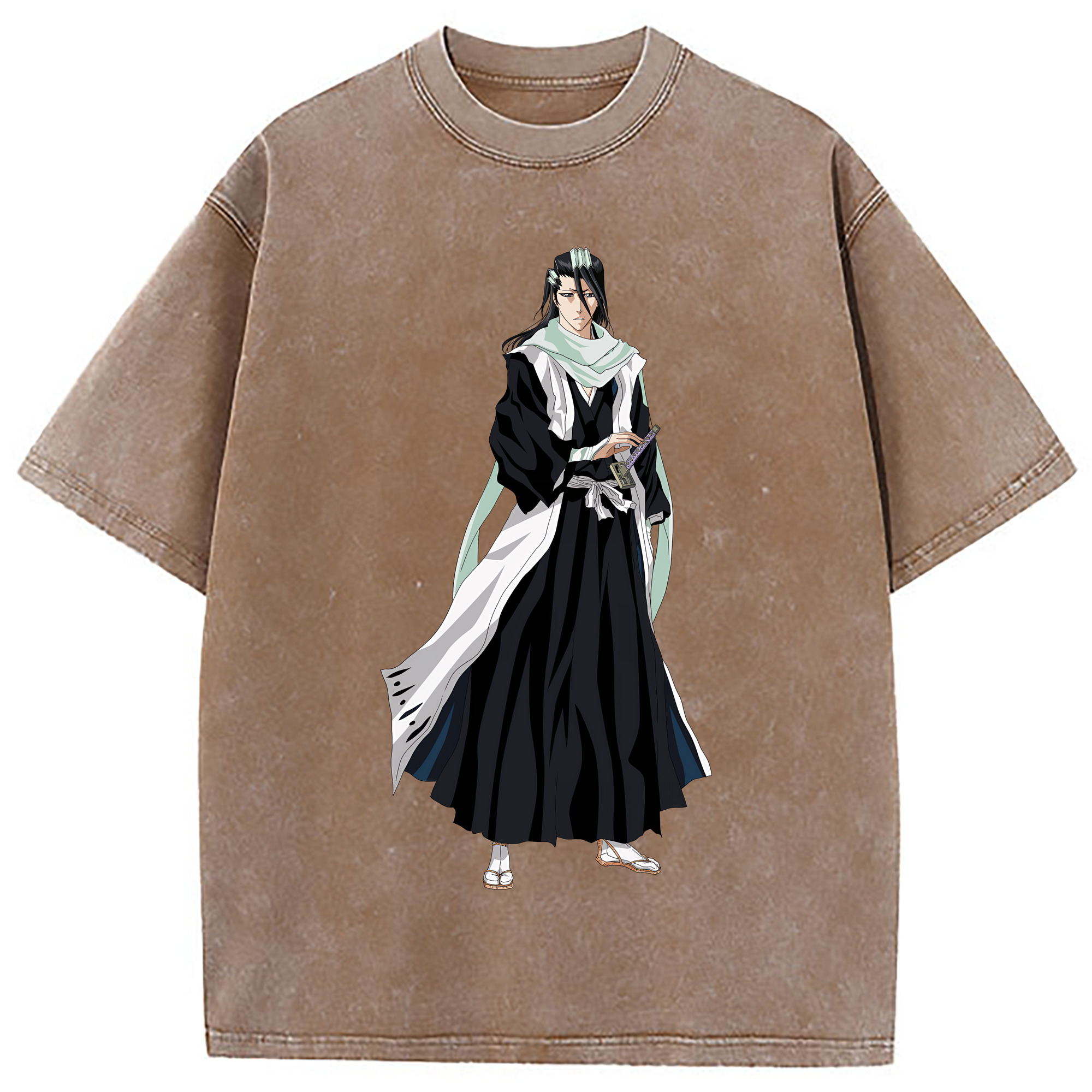 （画像用） ブリーチ くちき びゃくや BLEACH Kuchiki Byakuya 綿100% ヴィンテージ風 半袖Tシャツ（フロントプリント）