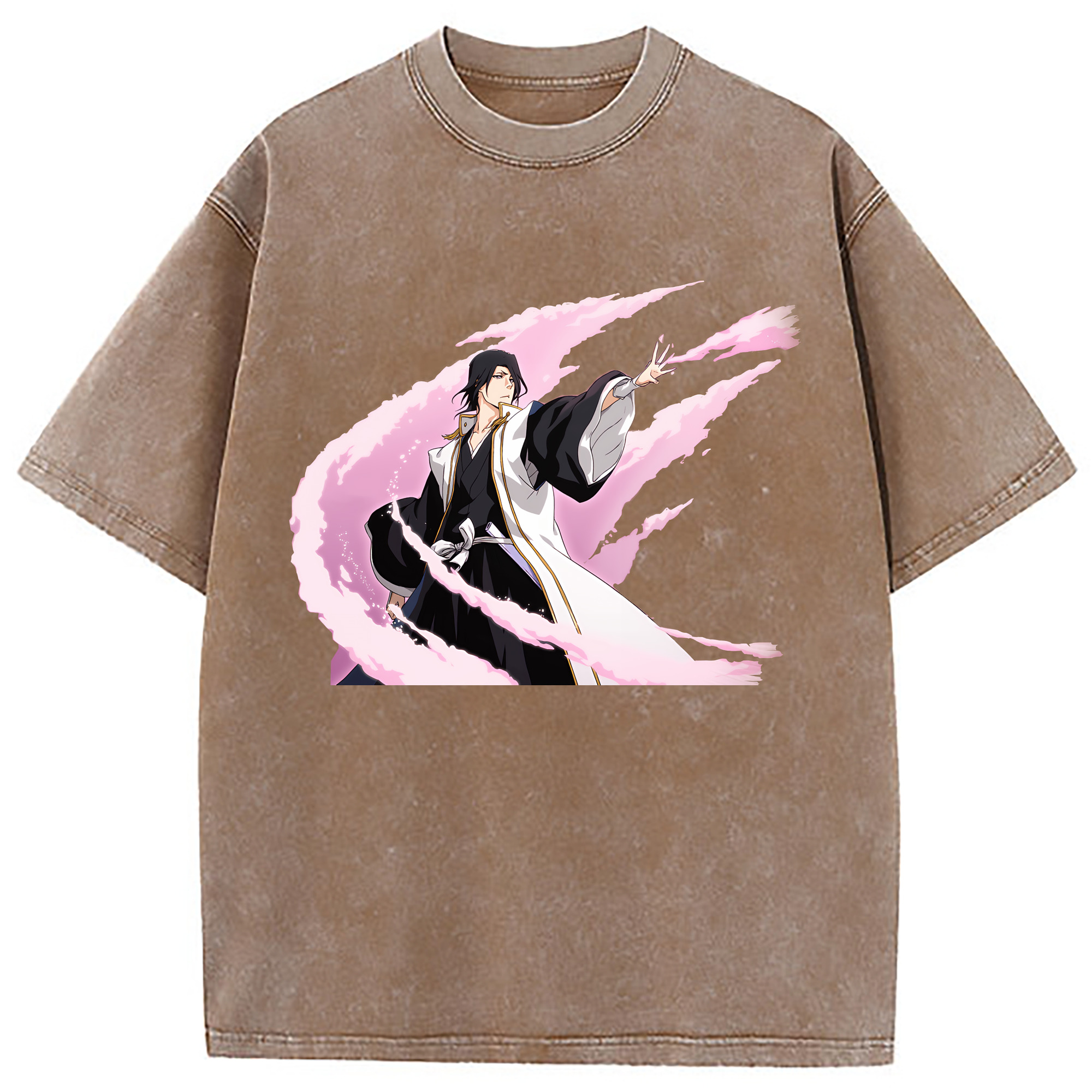 （画像用） ブリーチ くちき びゃくや BLEACH Kuchiki Byakuya 綿100% ヴィンテージ風 半袖Tシャツ（フロントプリント）