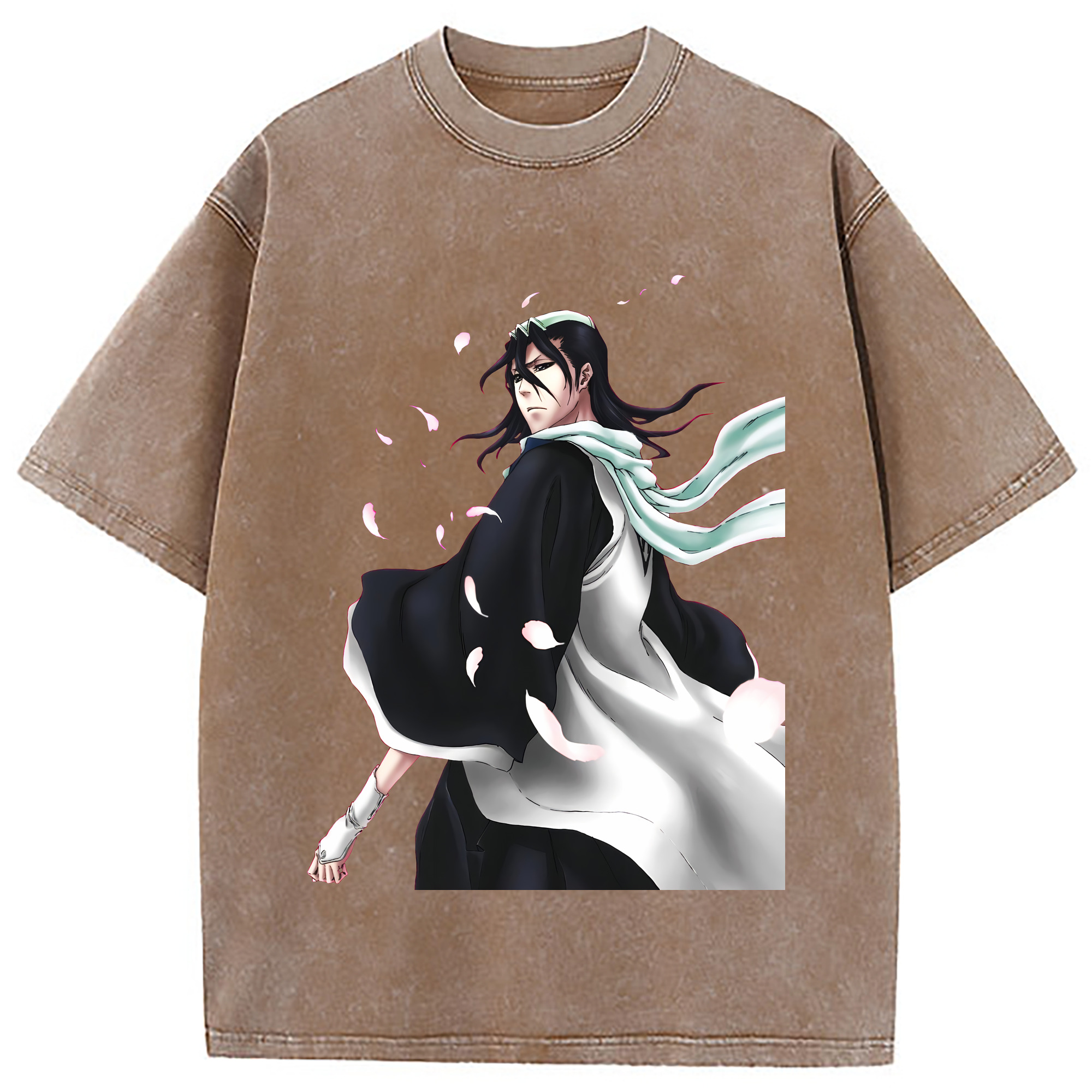 （画像用） ブリーチ くちき びゃくや BLEACH Kuchiki Byakuya 綿100% ヴィンテージ風 半袖Tシャツ（フロントプリント）