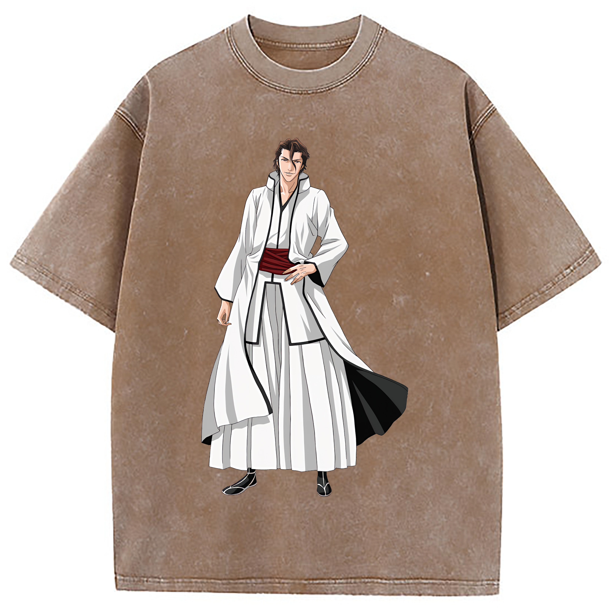 （画像用） ブリーチ 藍染 惣右介（あいぜん そうすけ） BLEACH Aizen Sousuke 綿100% ヴィンテージ風 半袖Tシャツ（フロントプリント）