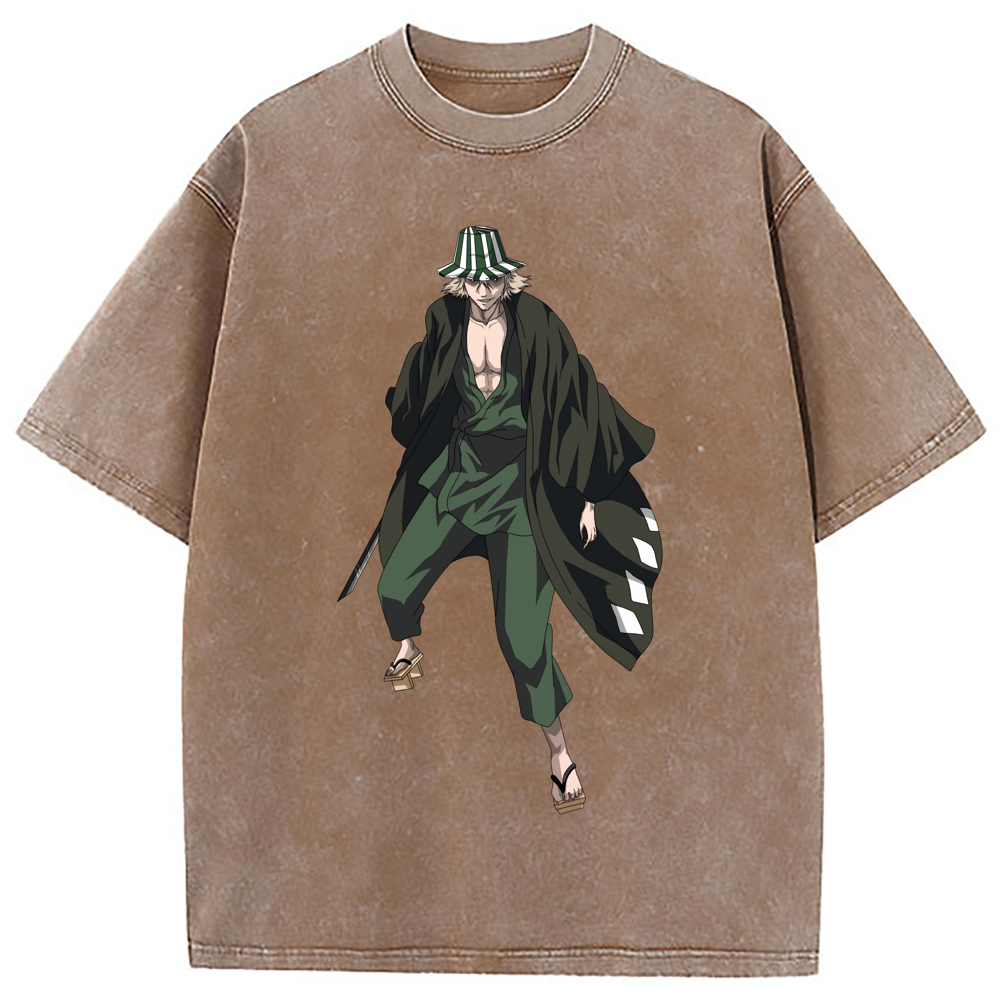 （画像用） "ブリーチ 浦原 喜助（うらはら きすけ） BLEACH Urahara Kisuke " 綿100% ヴィンテージ風 半袖Tシャツ（フロントプリント）