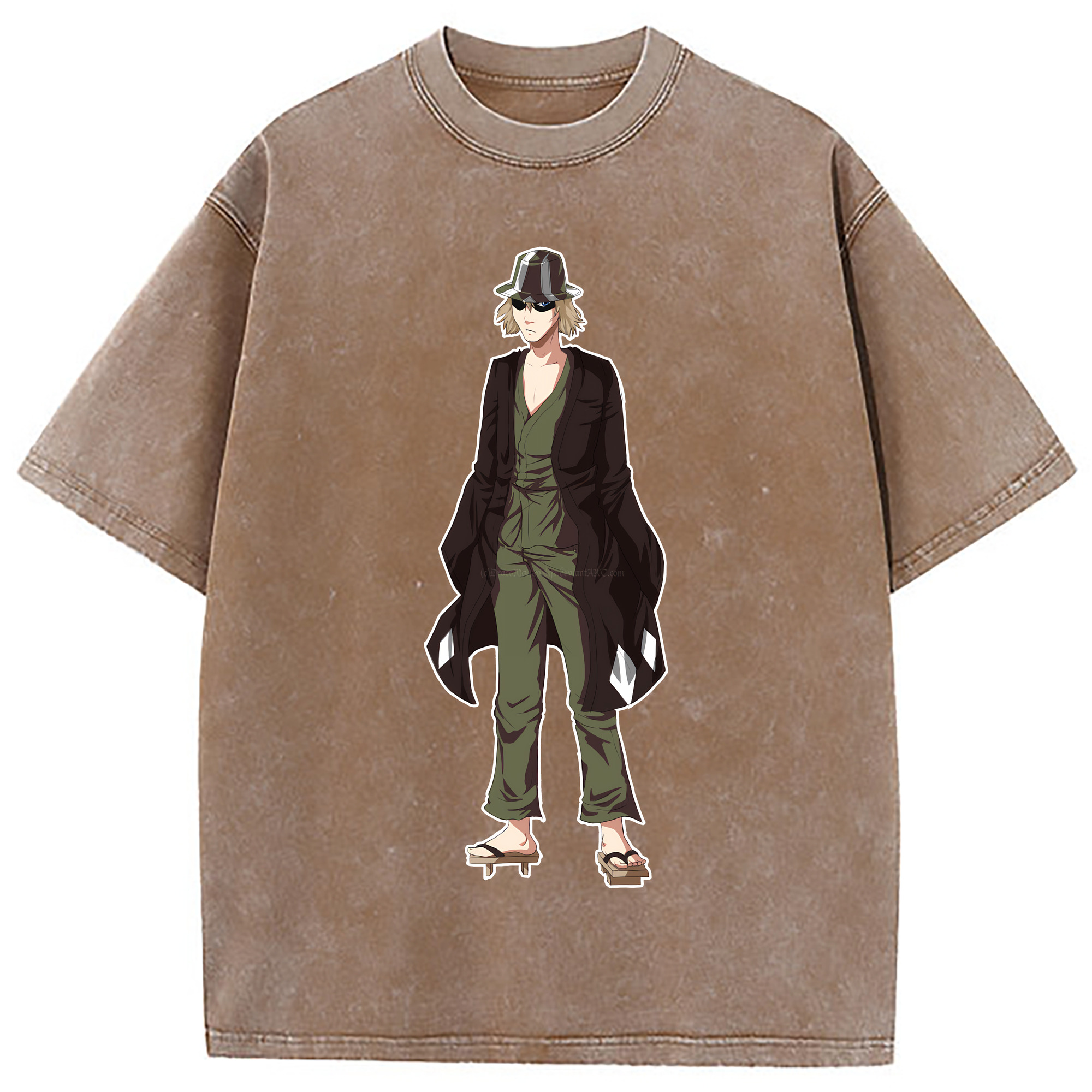（画像用） "ブリーチ 浦原 喜助（うらはら きすけ） BLEACH Urahara Kisuke " 綿100% ヴィンテージ風 半袖Tシャツ（フロントプリント）