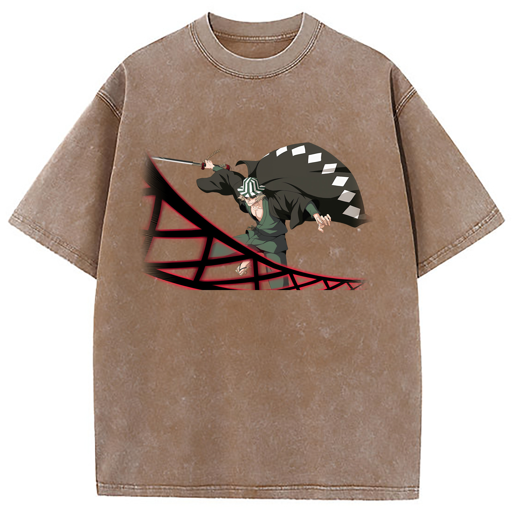 （画像用） "ブリーチ 浦原 喜助（うらはら きすけ） BLEACH Urahara Kisuke " 綿100% ヴィンテージ風 半袖Tシャツ（フロントプリント）
