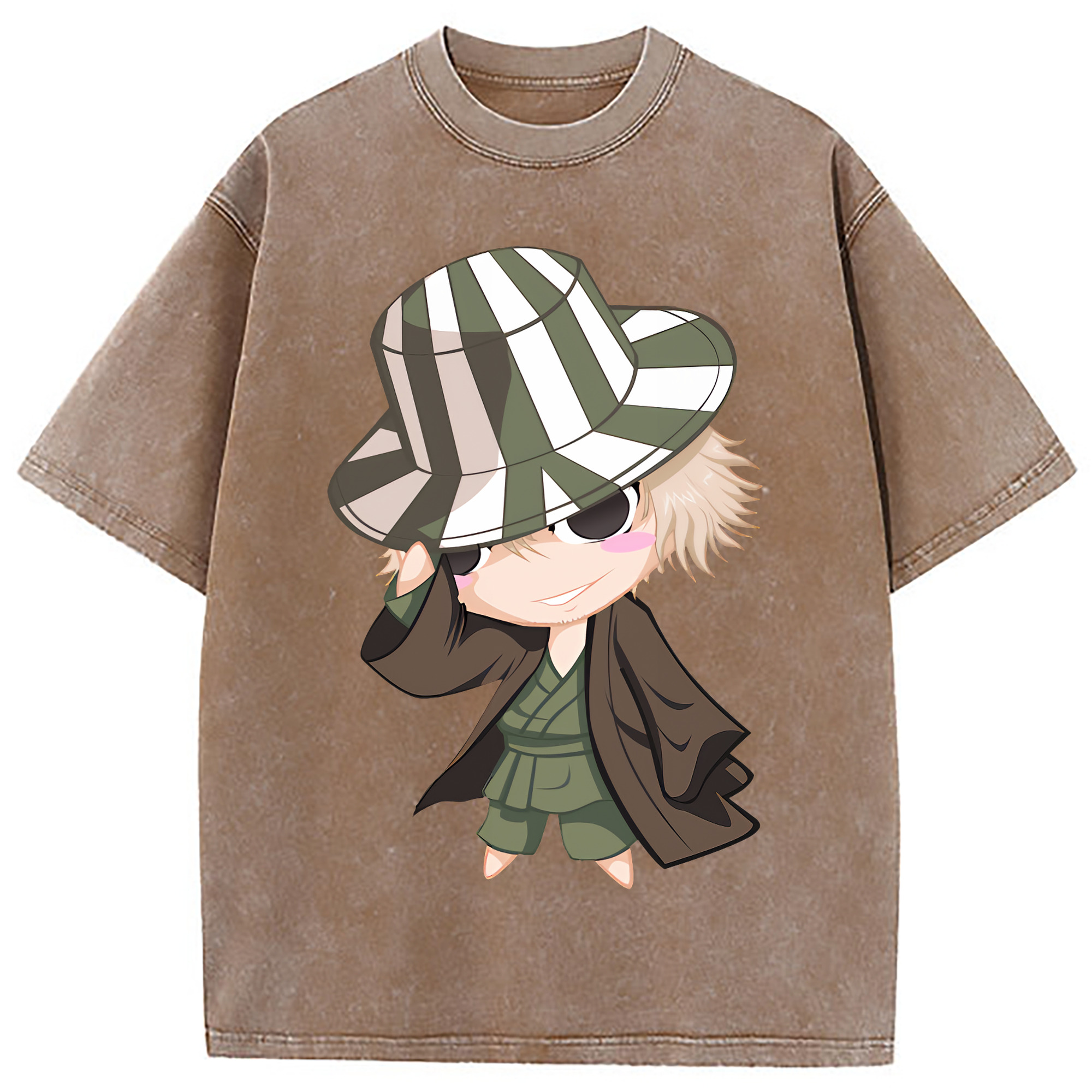 （画像用） "ブリーチ 浦原 喜助（うらはら きすけ） BLEACH Urahara Kisuke " 綿100% ヴィンテージ風 半袖Tシャツ（フロントプリント）