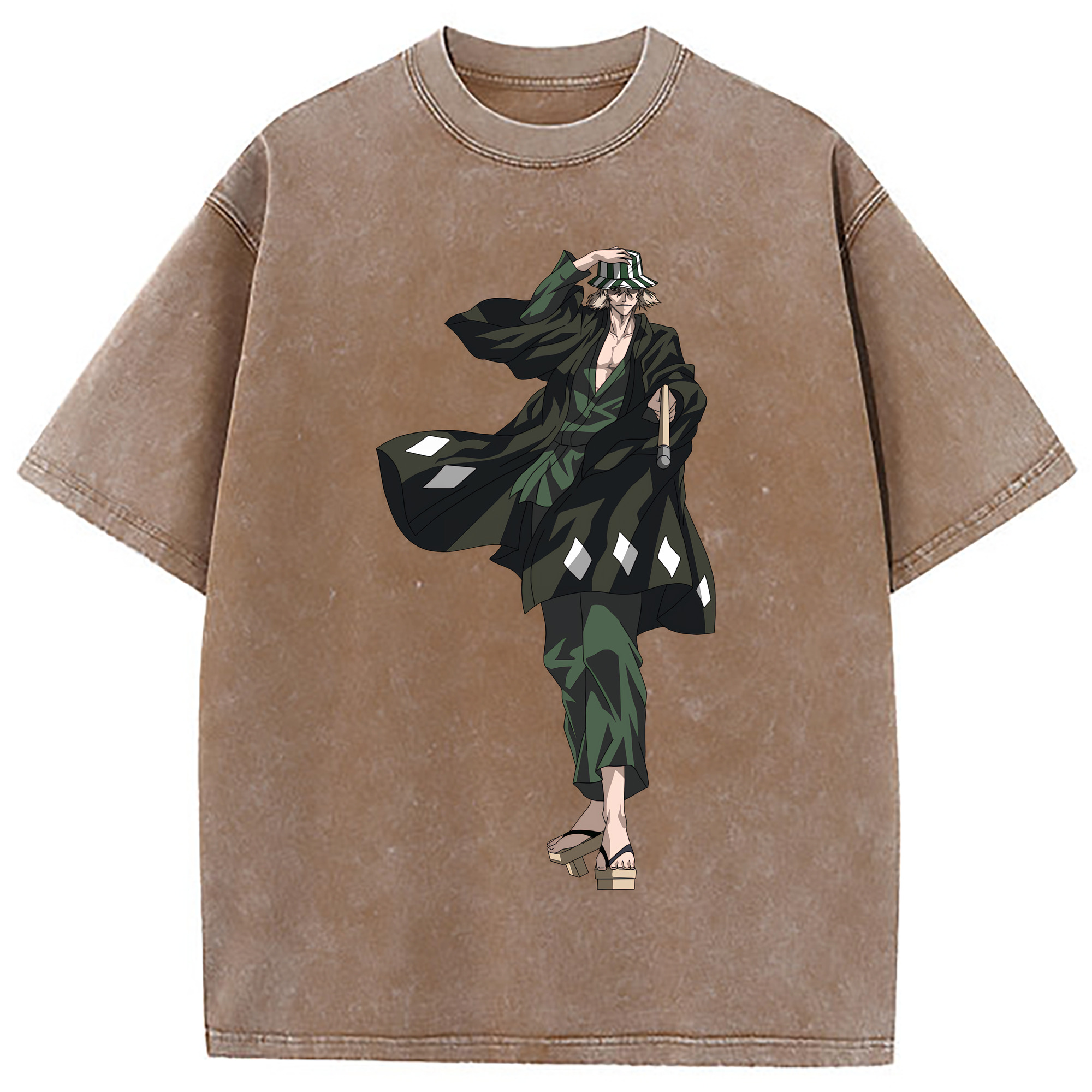 （画像用） "ブリーチ 浦原 喜助（うらはら きすけ） BLEACH Urahara Kisuke " 綿100% ヴィンテージ風 半袖Tシャツ（フロントプリント）