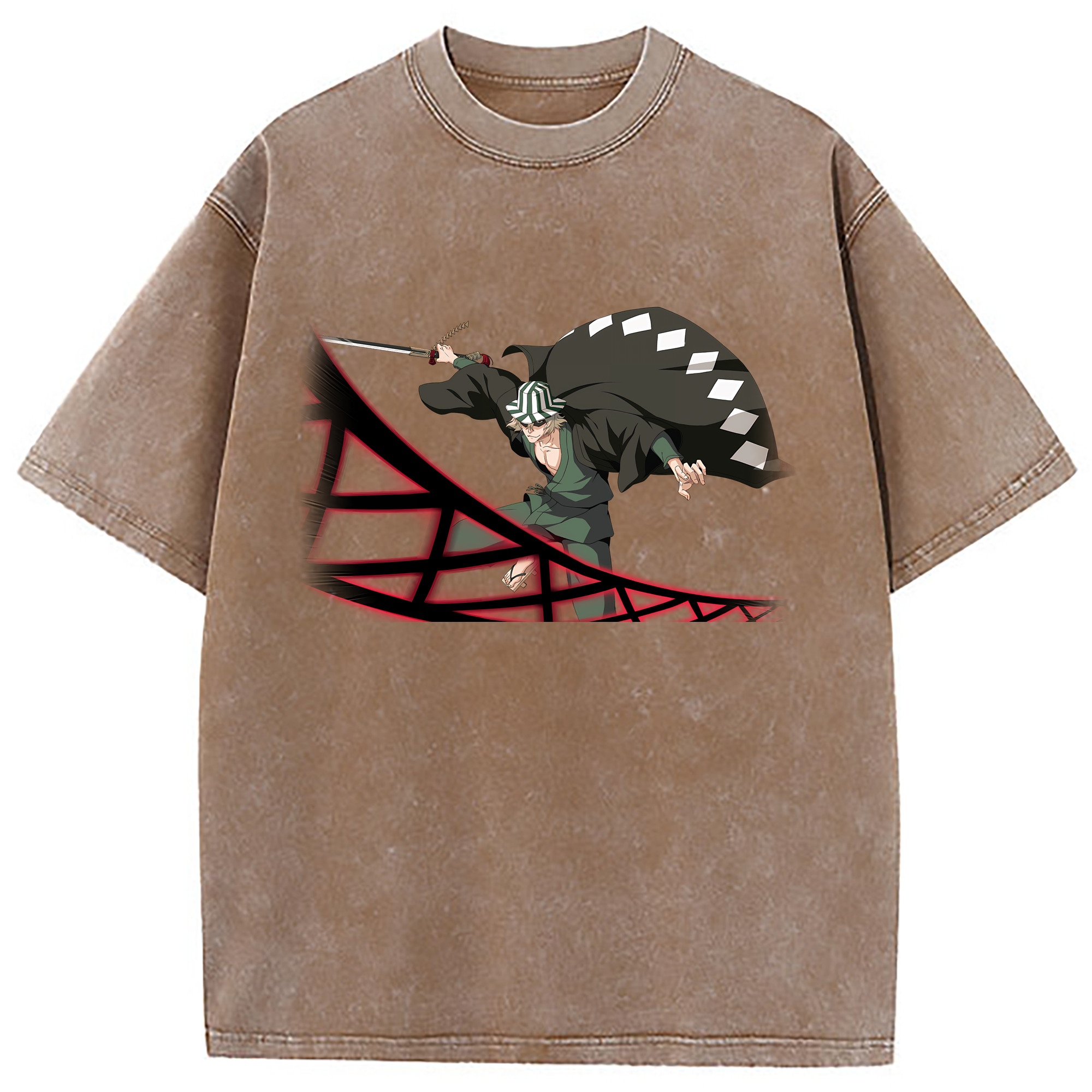 （画像用） "ブリーチ 浦原 喜助（うらはら きすけ） BLEACH Urahara Kisuke " 綿100% ヴィンテージ風 半袖Tシャツ（フロントプリント）