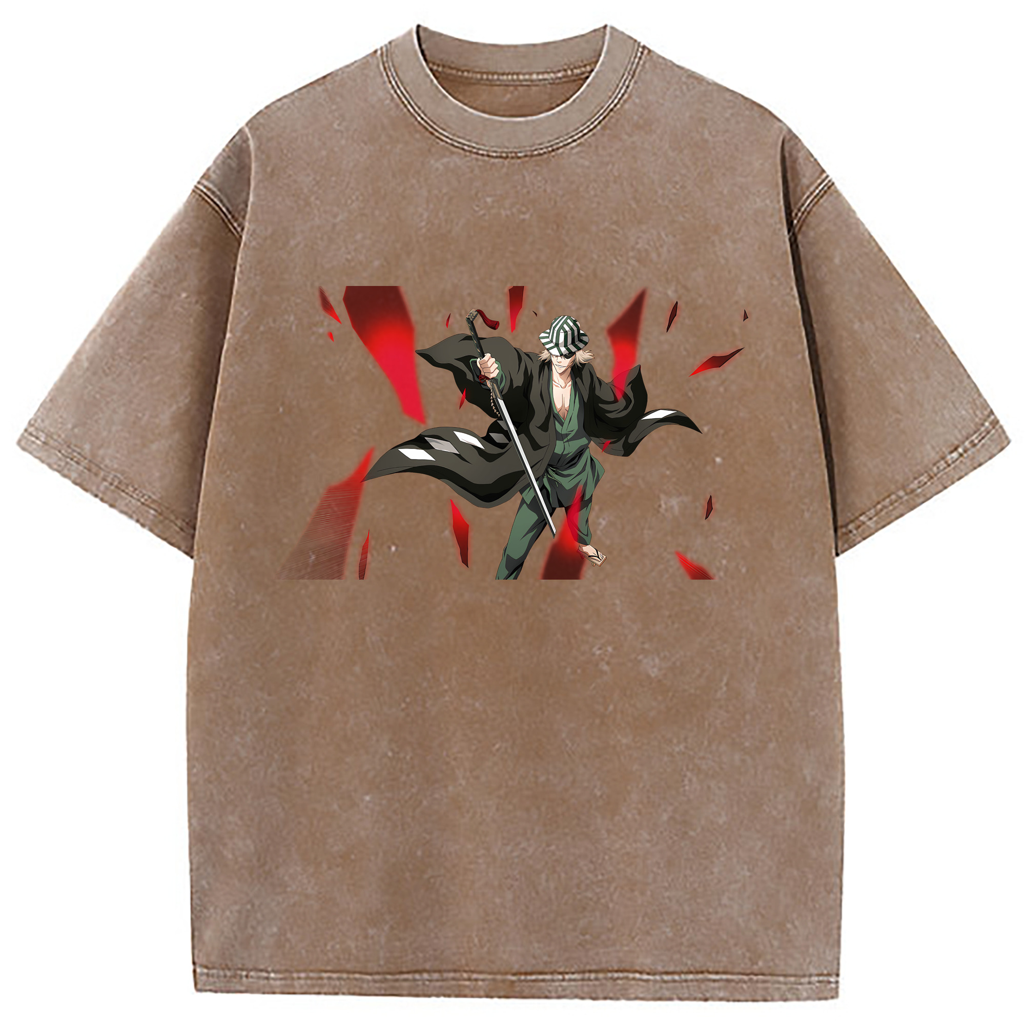 （画像用） "ブリーチ 浦原 喜助（うらはら きすけ） BLEACH Urahara Kisuke " 綿100% ヴィンテージ風 半袖Tシャツ（フロントプリント）