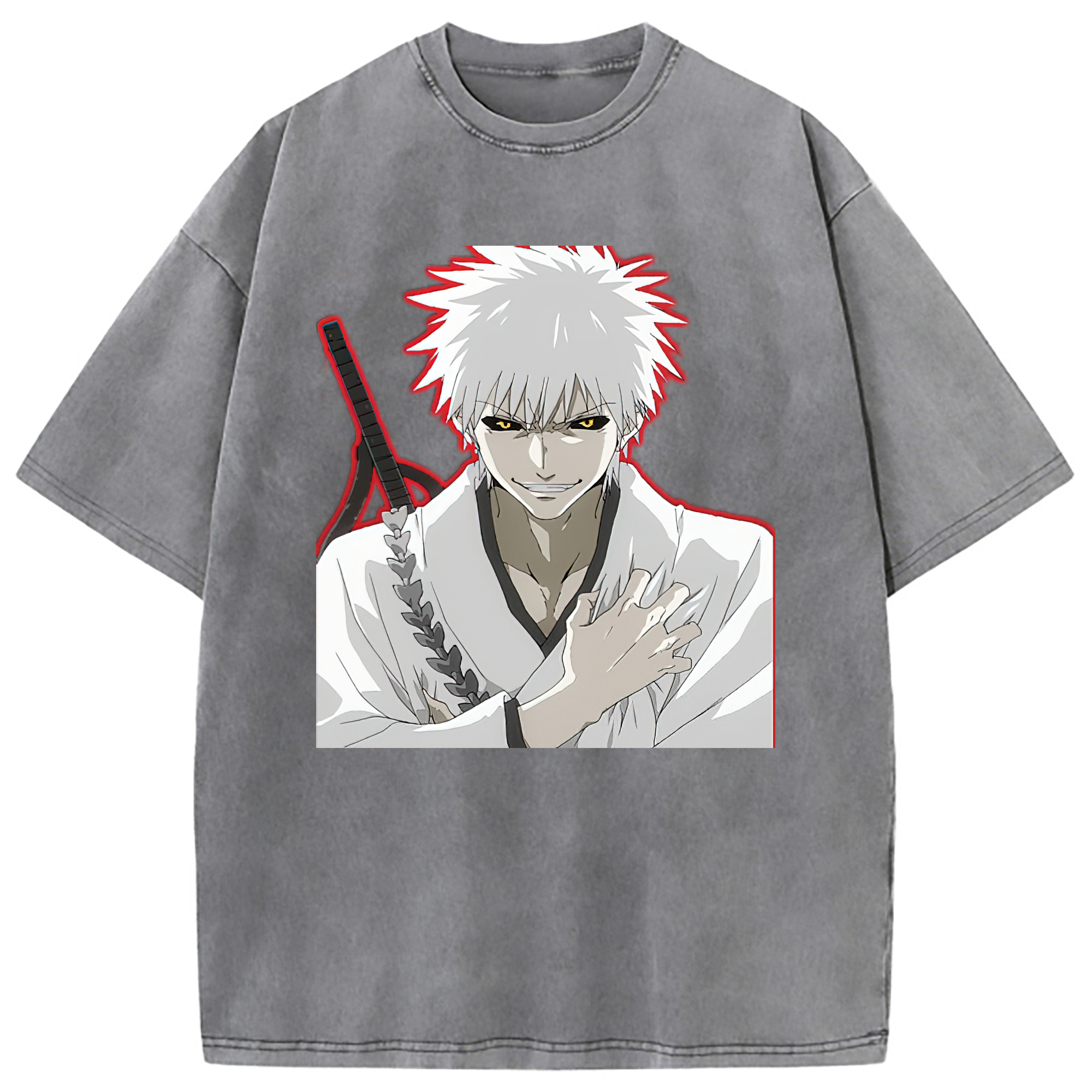 （画像用） ブリーチ 黒崎一護（くろさき いちご）BLEACH Kurosaki Ichigo 綿100% ヴィンテージ風 半袖Tシャツ（フロントプリント）