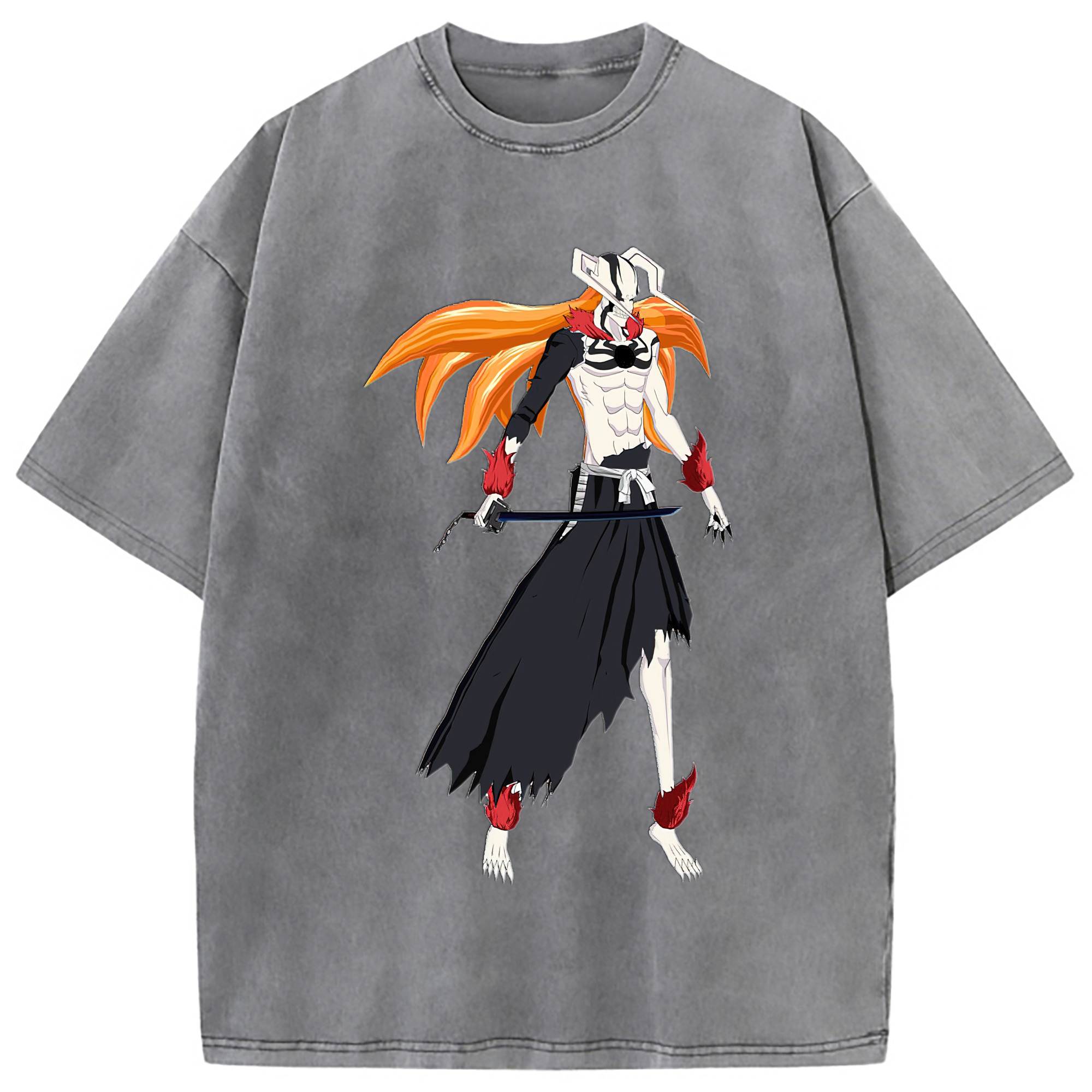 （画像用） ブリーチ 黒崎一護（くろさき いちご）BLEACH Kurosaki Ichigo 綿100% ヴィンテージ風 半袖Tシャツ（フロントプリント）