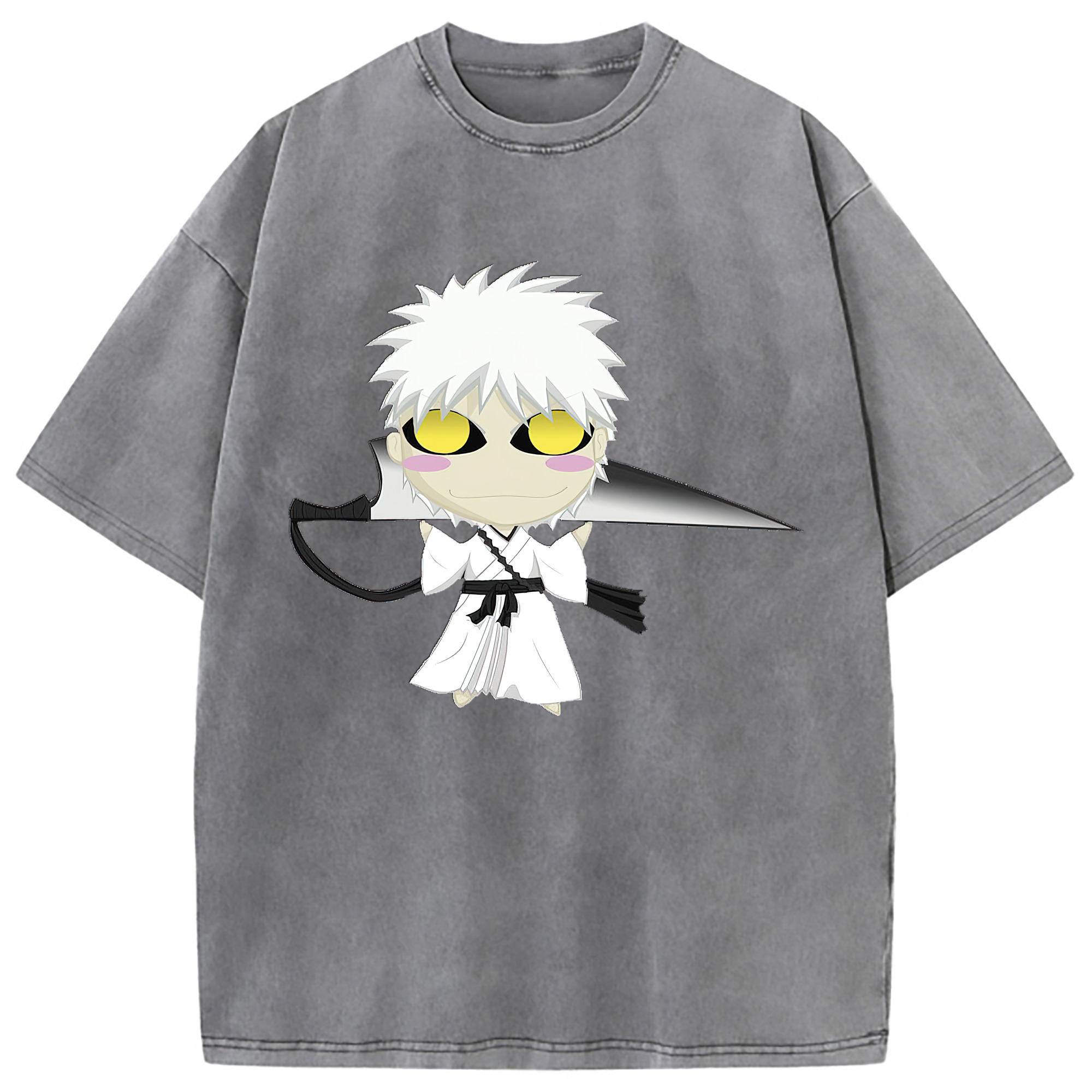 （画像用） ブリーチ 黒崎一護（くろさき いちご）BLEACH Kurosaki Ichigo 綿100% ヴィンテージ風 半袖Tシャツ（フロントプリント）