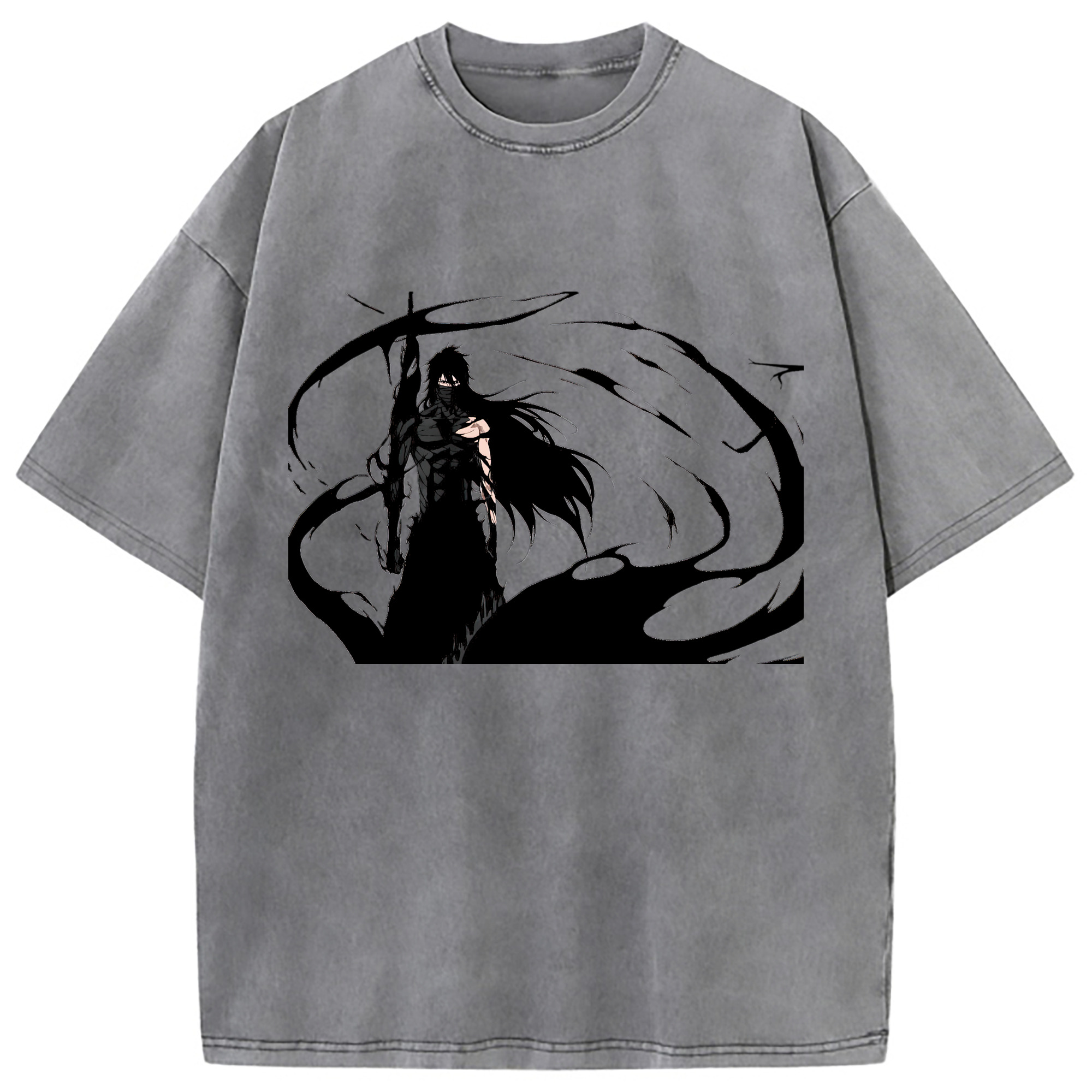 （画像用） ブリーチ 黒崎一護（くろさき いちご）BLEACH Kurosaki Ichigo 綿100% ヴィンテージ風 半袖Tシャツ（フロントプリント）
