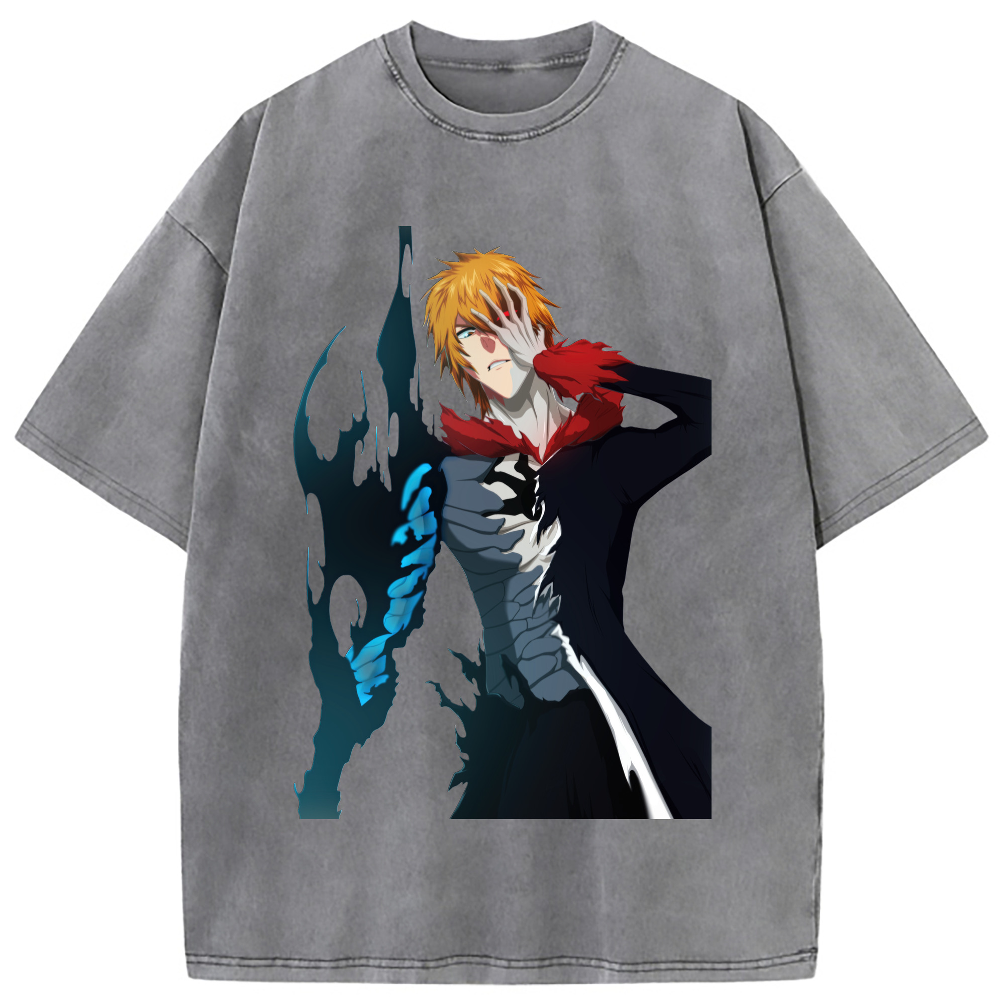 （画像用） ブリーチ 黒崎一護（くろさき いちご）BLEACH Kurosaki Ichigo 綿100% ヴィンテージ風 半袖Tシャツ（フロントプリント）