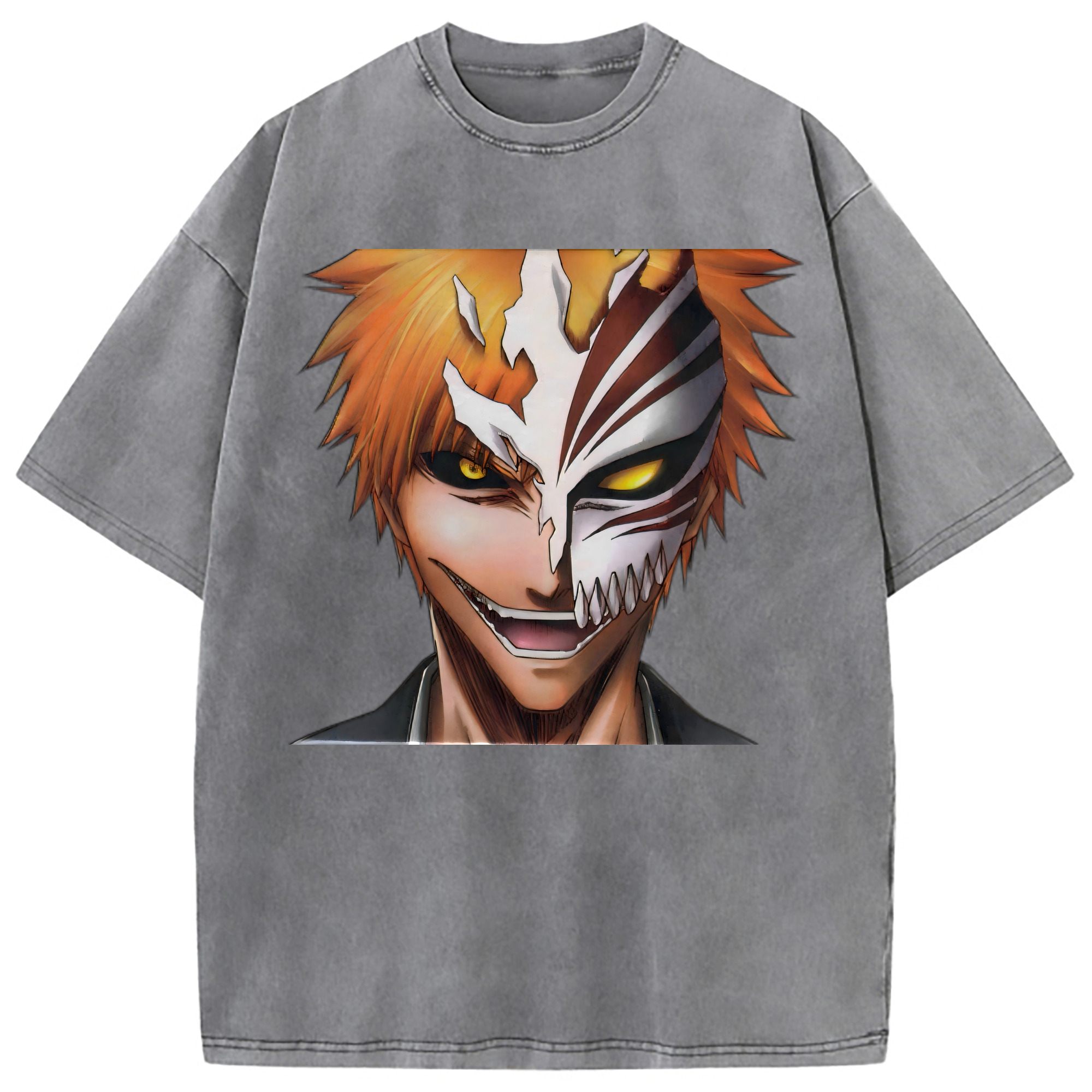 （画像用） ブリーチ 黒崎一護（くろさき いちご）BLEACH Kurosaki Ichigo 綿100% ヴィンテージ風 半袖Tシャツ（フロントプリント）