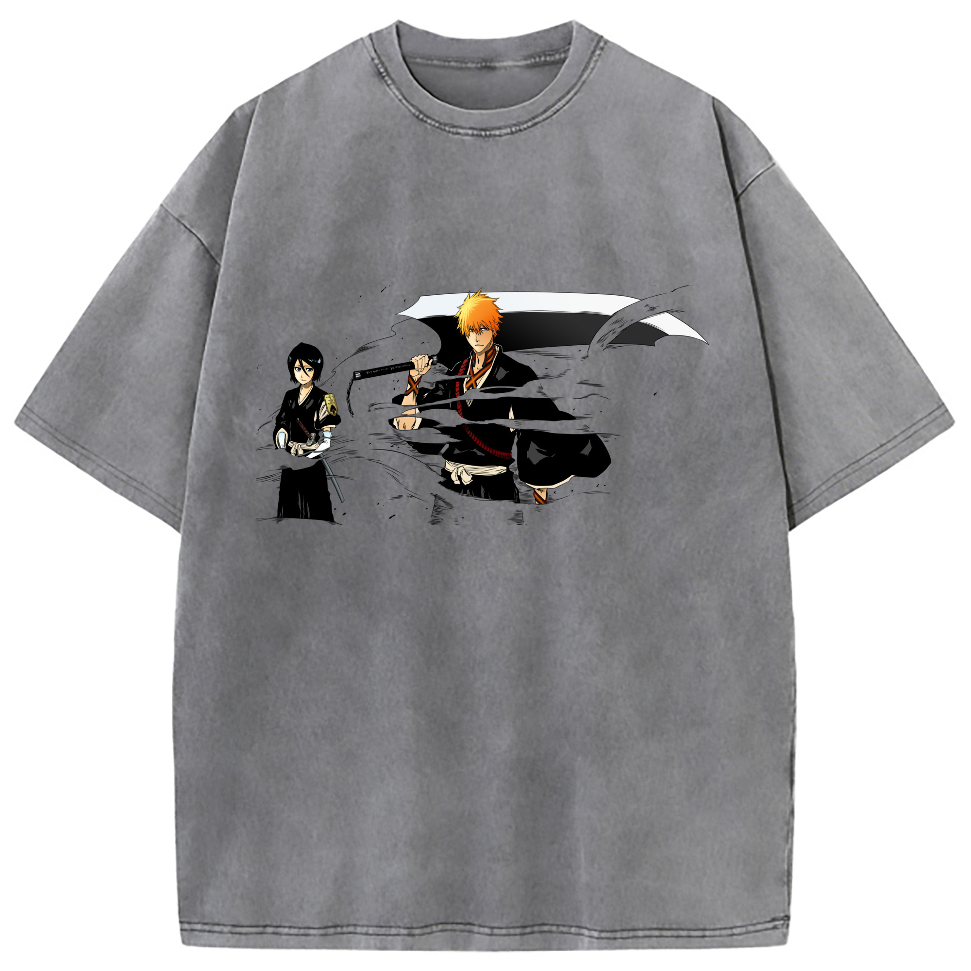 （画像用） ブリーチ 黒崎一護（くろさき いちご）BLEACH Kurosaki Ichigo 綿100% ヴィンテージ風 半袖Tシャツ（フロントプリント）