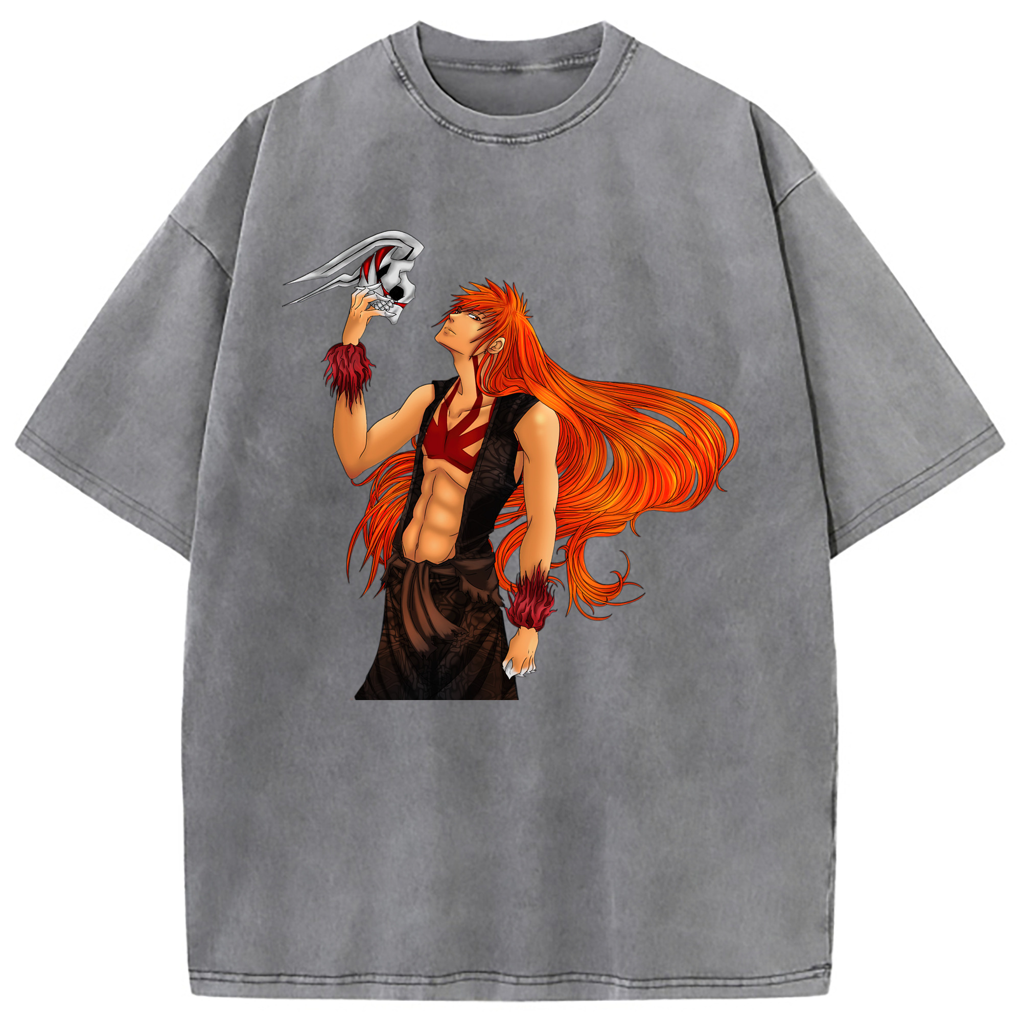 （画像用） ブリーチ 黒崎一護（くろさき いちご）BLEACH Kurosaki Ichigo 綿100% ヴィンテージ風 半袖Tシャツ（フロントプリント）