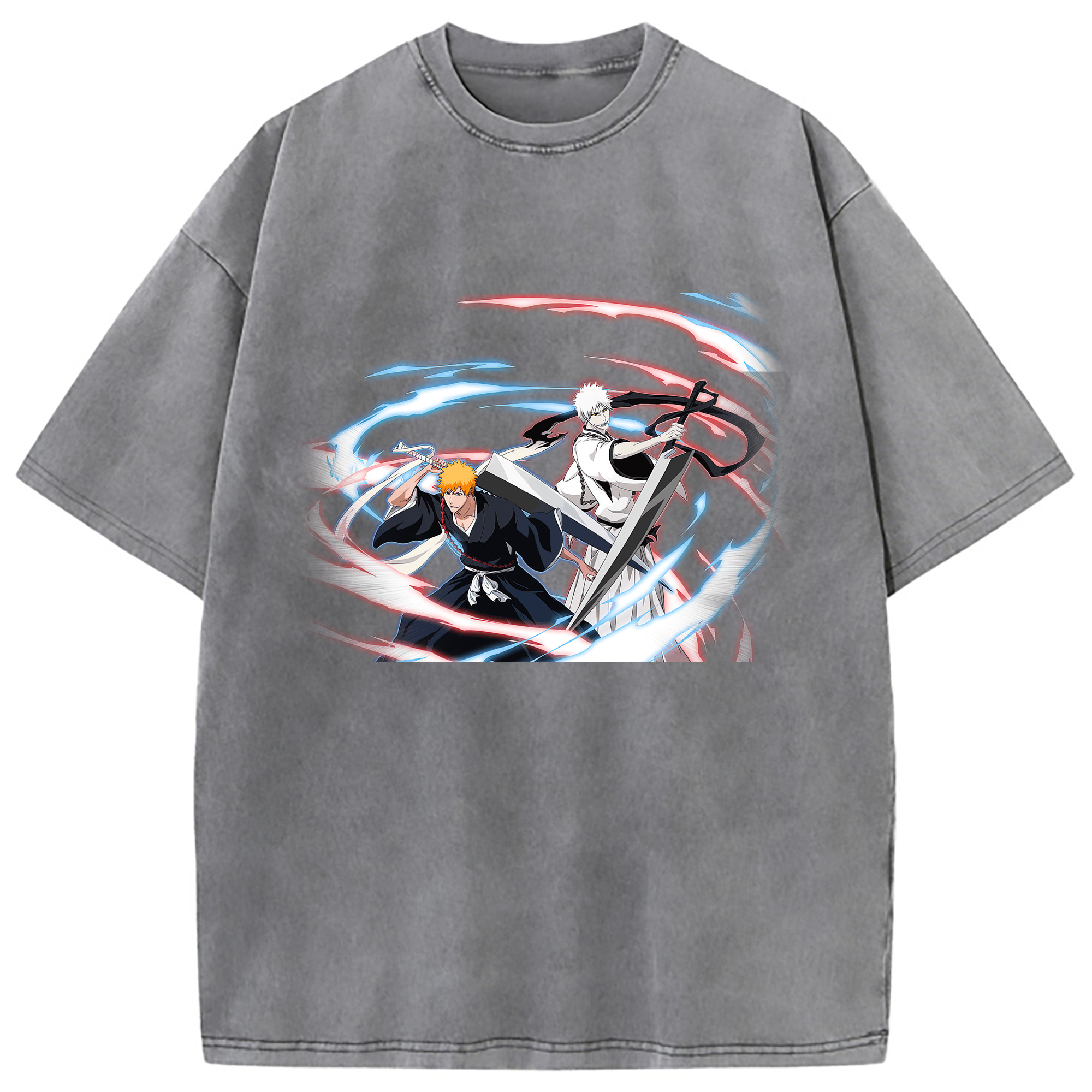 （画像用） ブリーチ 黒崎一護（くろさき いちご）BLEACH Kurosaki Ichigo 綿100% ヴィンテージ風 半袖Tシャツ（フロントプリント）