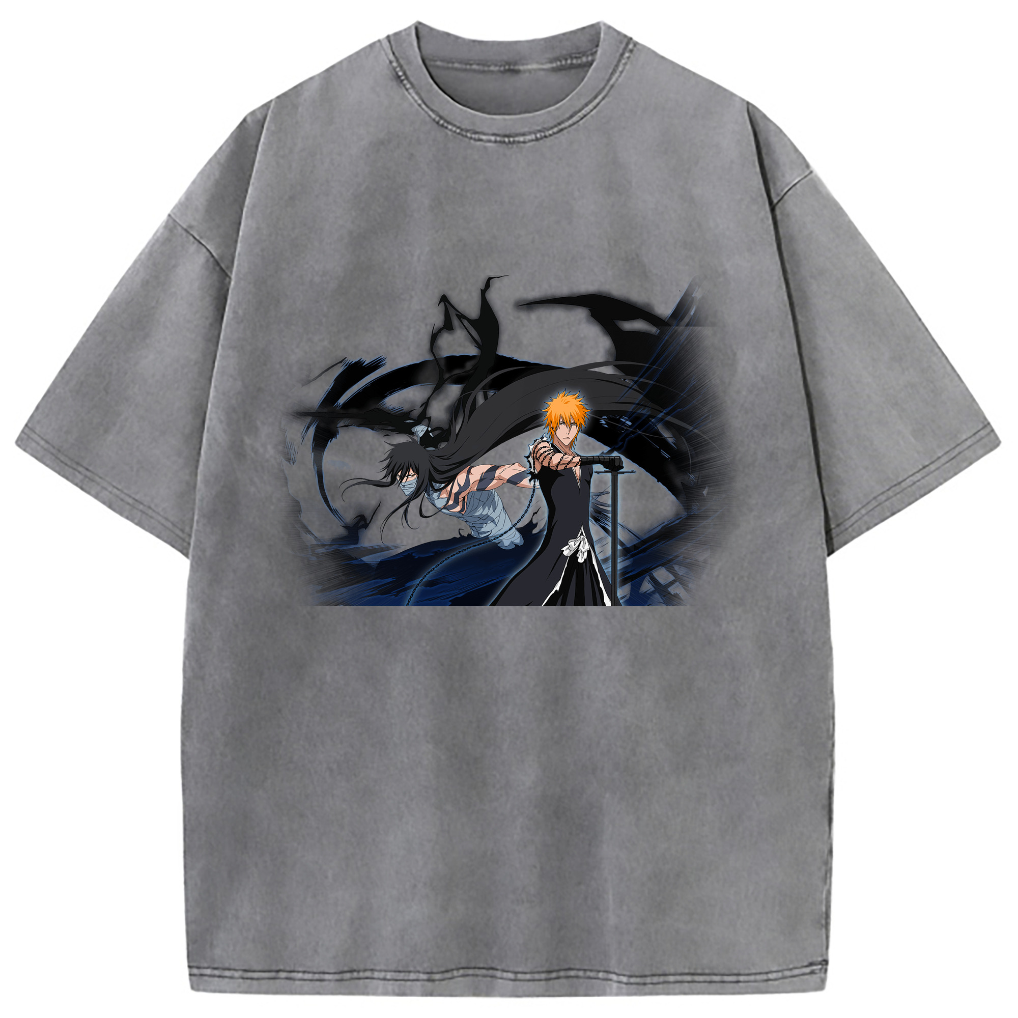 （画像用） ブリーチ 黒崎一護（くろさき いちご）BLEACH Kurosaki Ichigo 綿100% ヴィンテージ風 半袖Tシャツ（フロントプリント）