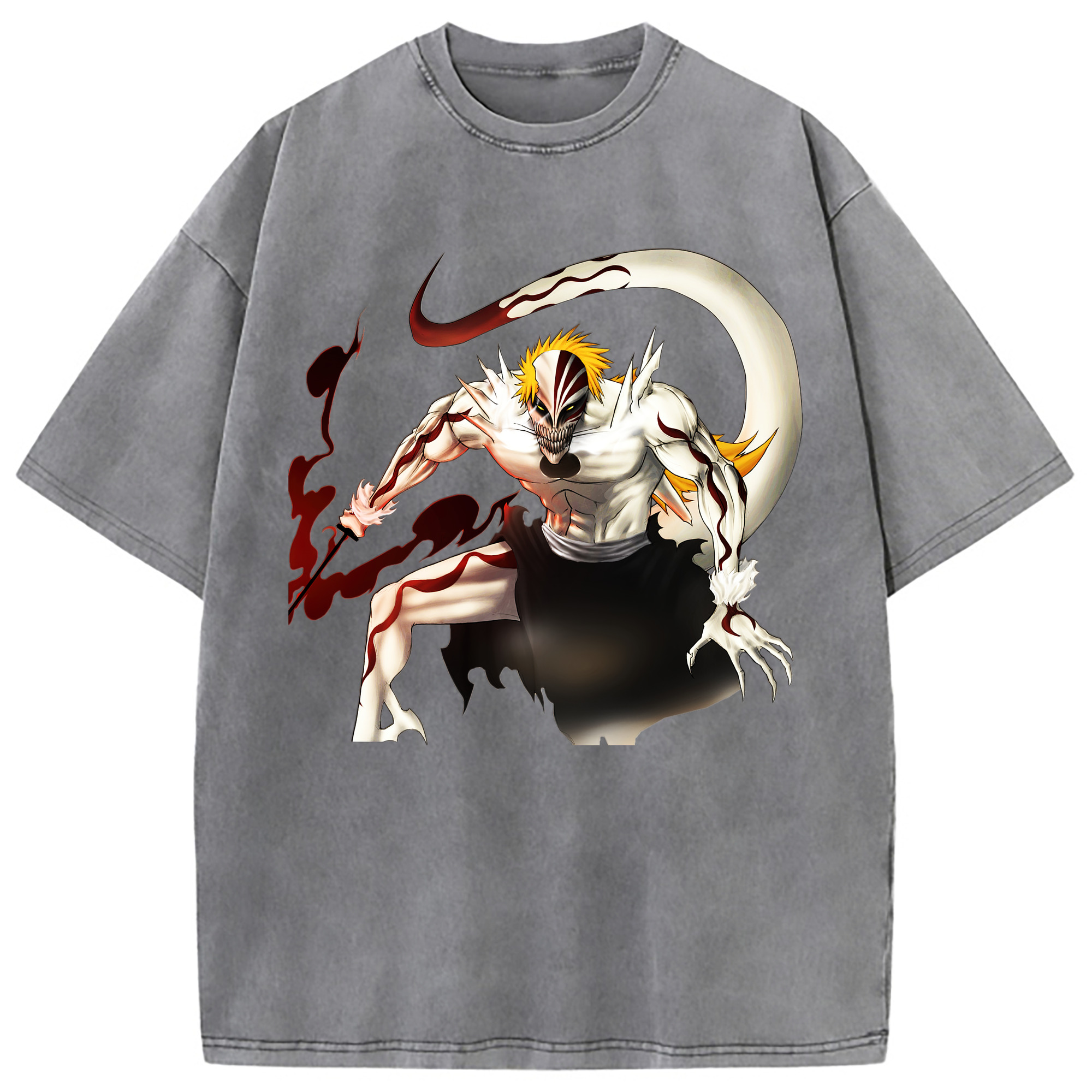 （画像用） ブリーチ 黒崎一護（くろさき いちご）BLEACH Kurosaki Ichigo 綿100% ヴィンテージ風 半袖Tシャツ（フロントプリント）