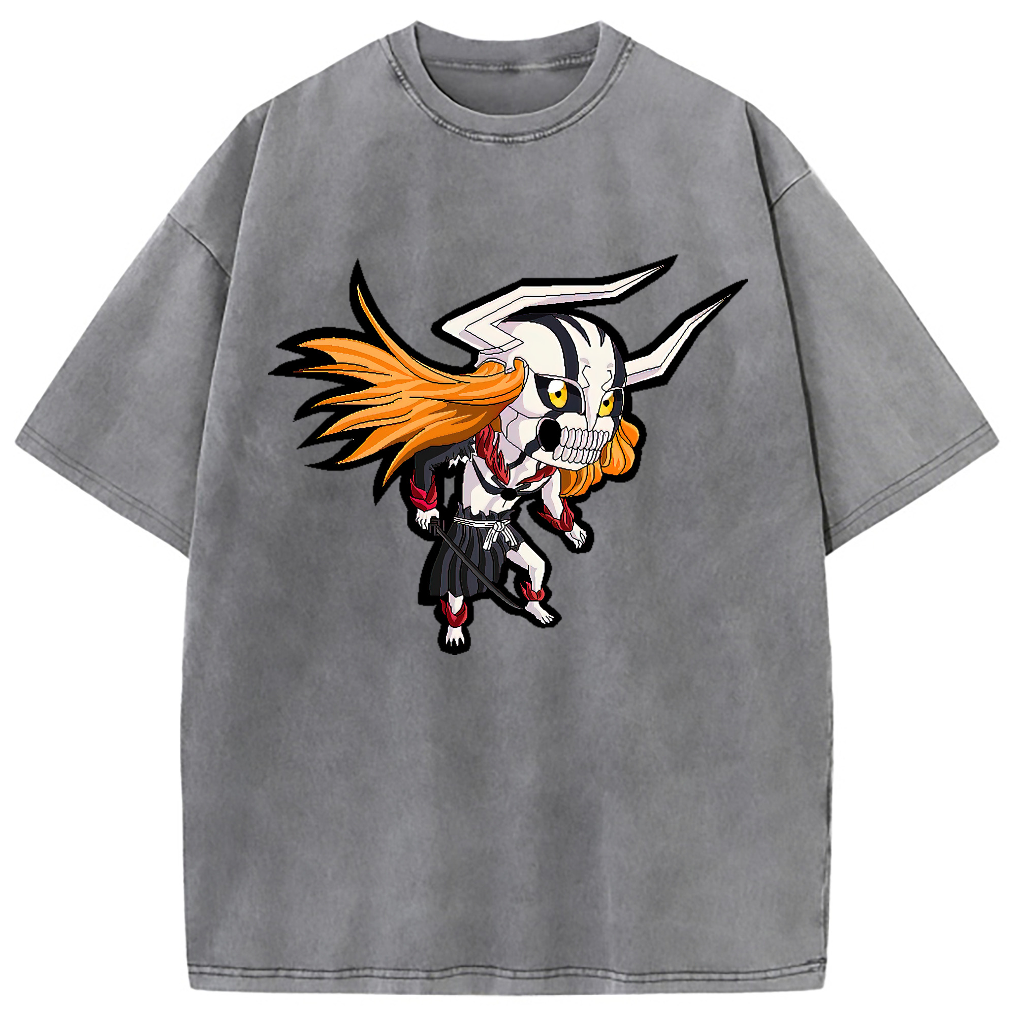（画像用） ブリーチ 黒崎一護（くろさき いちご）BLEACH Kurosaki Ichigo 綿100% ヴィンテージ風 半袖Tシャツ（フロントプリント）