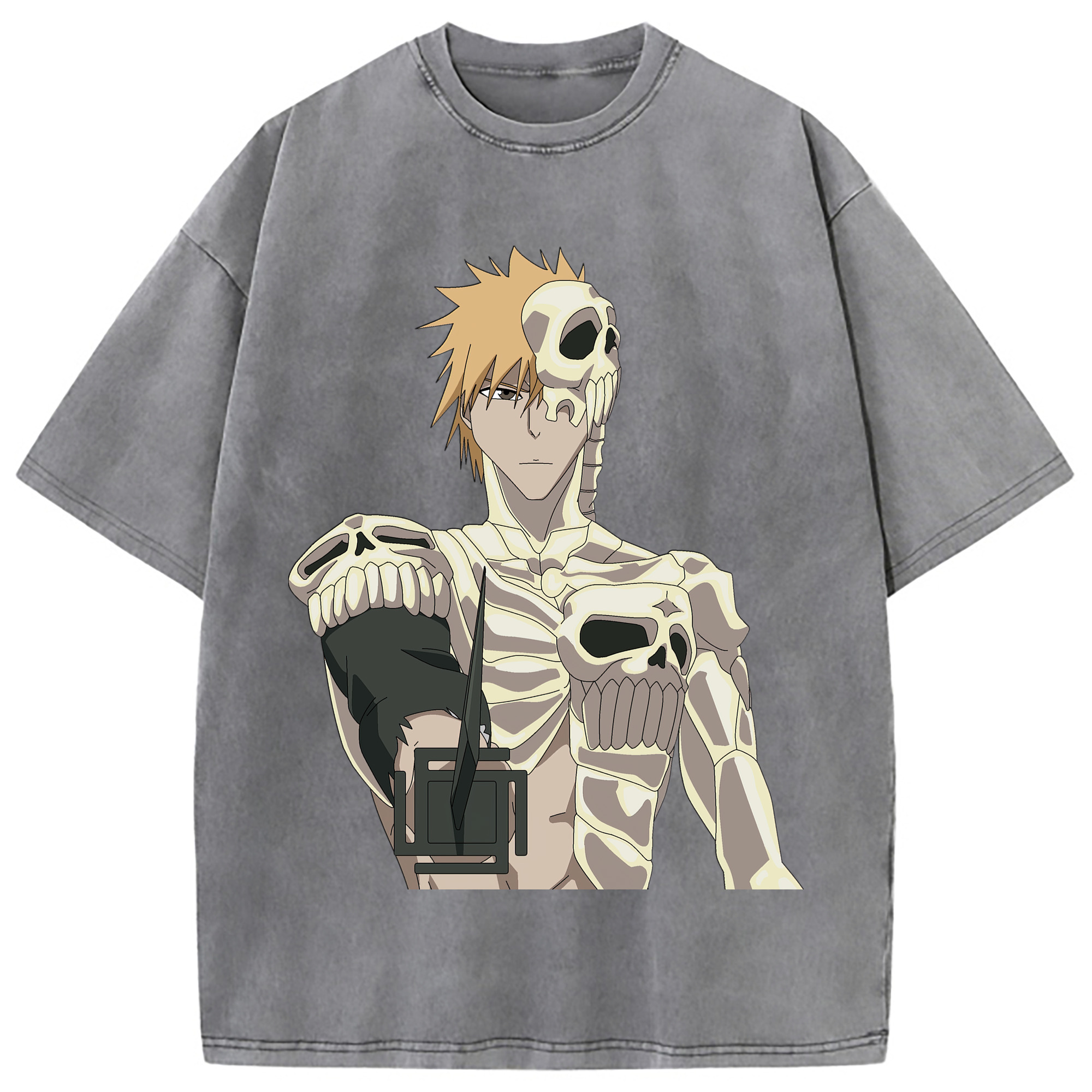 （画像用） ブリーチ 黒崎一護（くろさき いちご）BLEACH Kurosaki Ichigo 綿100% ヴィンテージ風 半袖Tシャツ（フロントプリント）