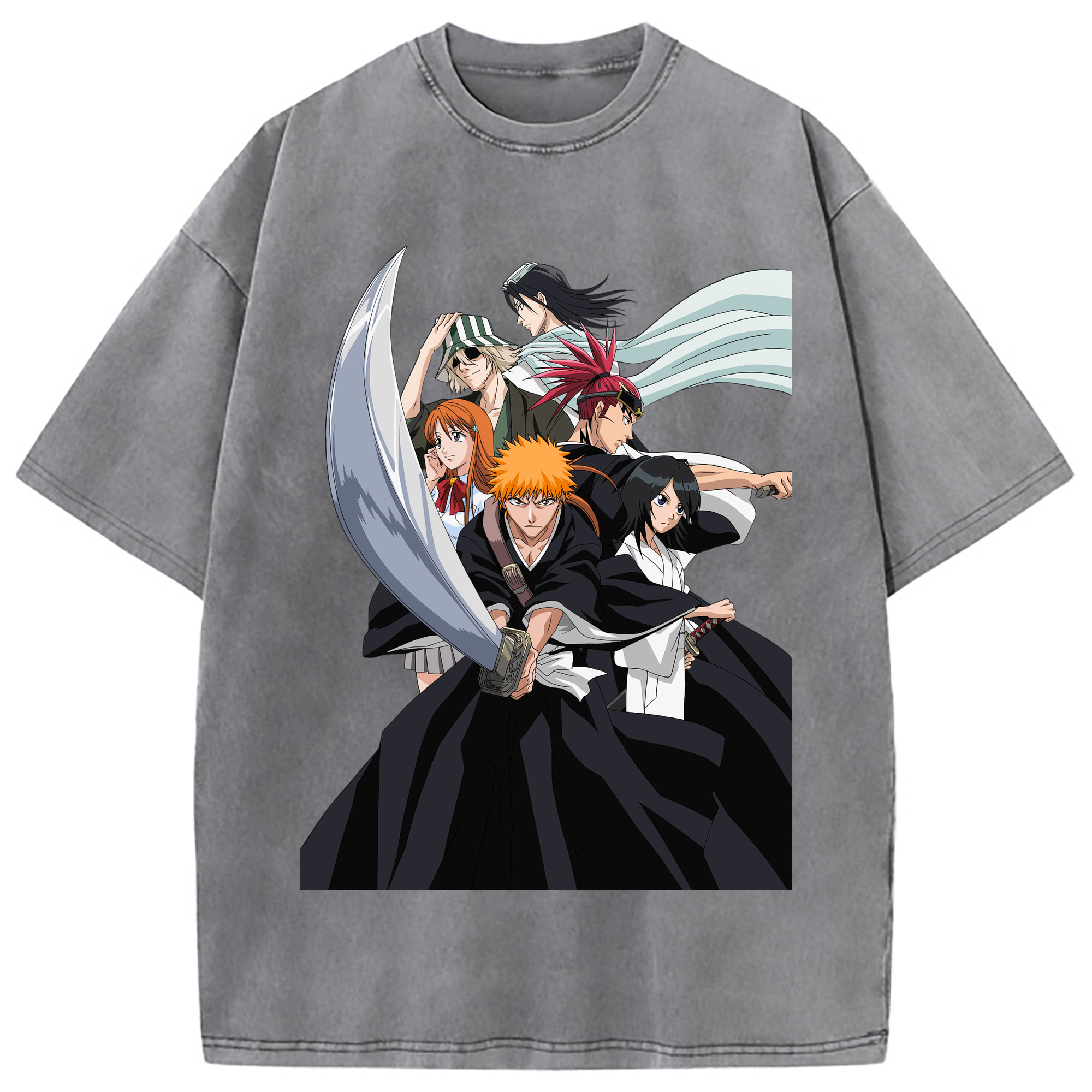 （画像用） ブリーチ 黒崎一護（くろさき いちご）BLEACH Kurosaki Ichigo 綿100% ヴィンテージ風 半袖Tシャツ（フロントプリント）