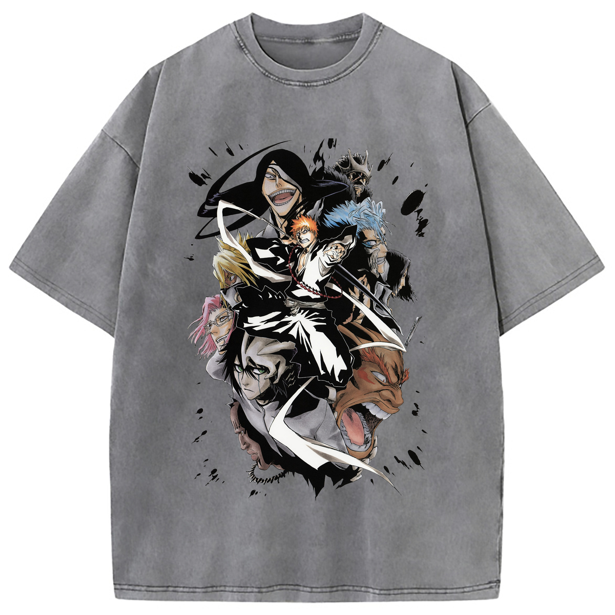 （画像用） ブリーチ 黒崎一護（くろさき いちご）BLEACH Kurosaki Ichigo 綿100% ヴィンテージ風 半袖Tシャツ（フロントプリント）