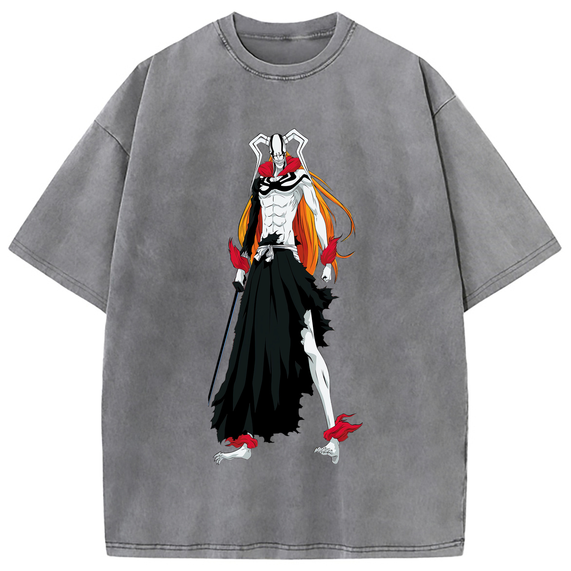 （画像用） ブリーチ 黒崎一護（くろさき いちご）BLEACH Kurosaki Ichigo 綿100% ヴィンテージ風 半袖Tシャツ（フロントプリント）