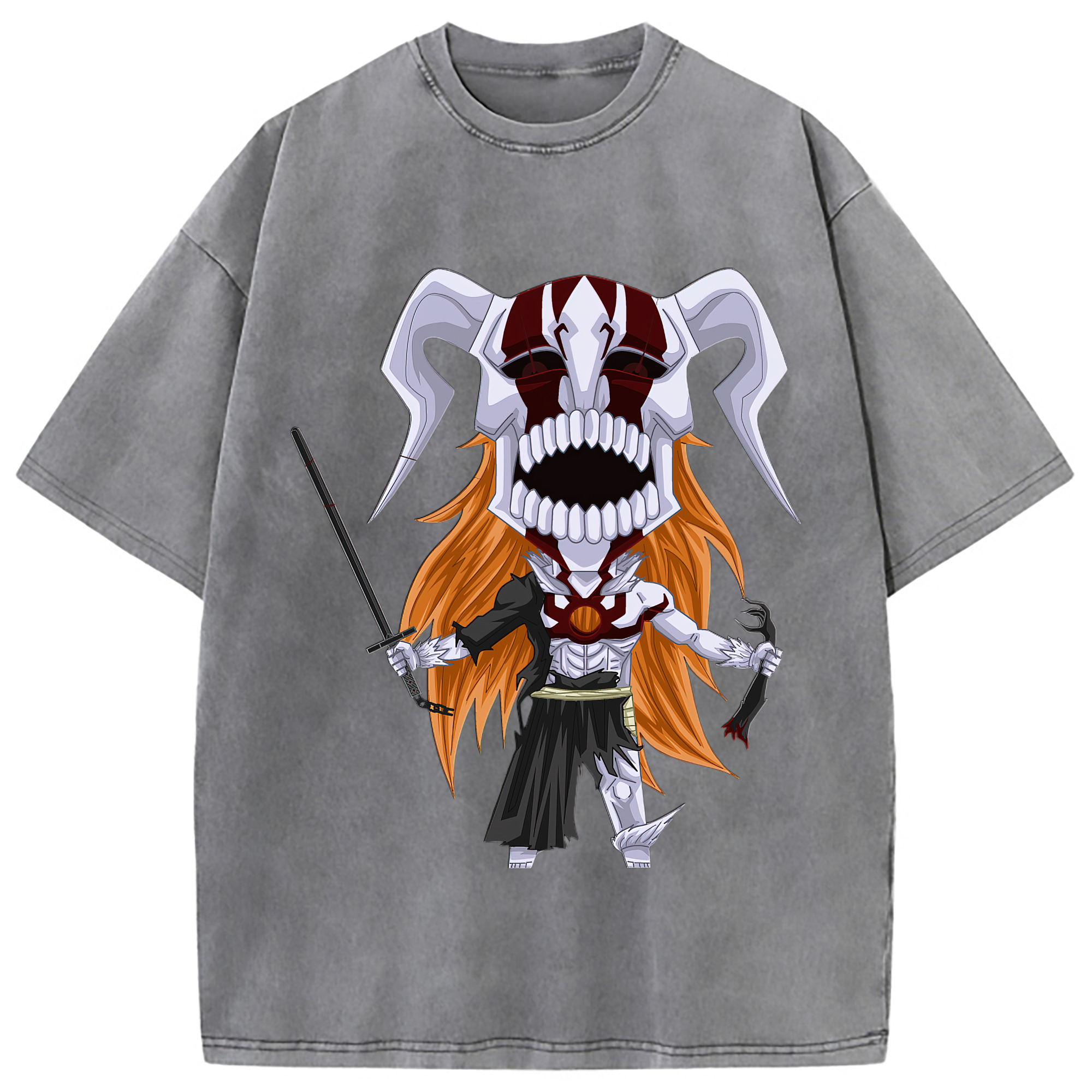 （画像用） ブリーチ 黒崎一護（くろさき いちご）BLEACH Kurosaki Ichigo 綿100% ヴィンテージ風 半袖Tシャツ（フロントプリント）