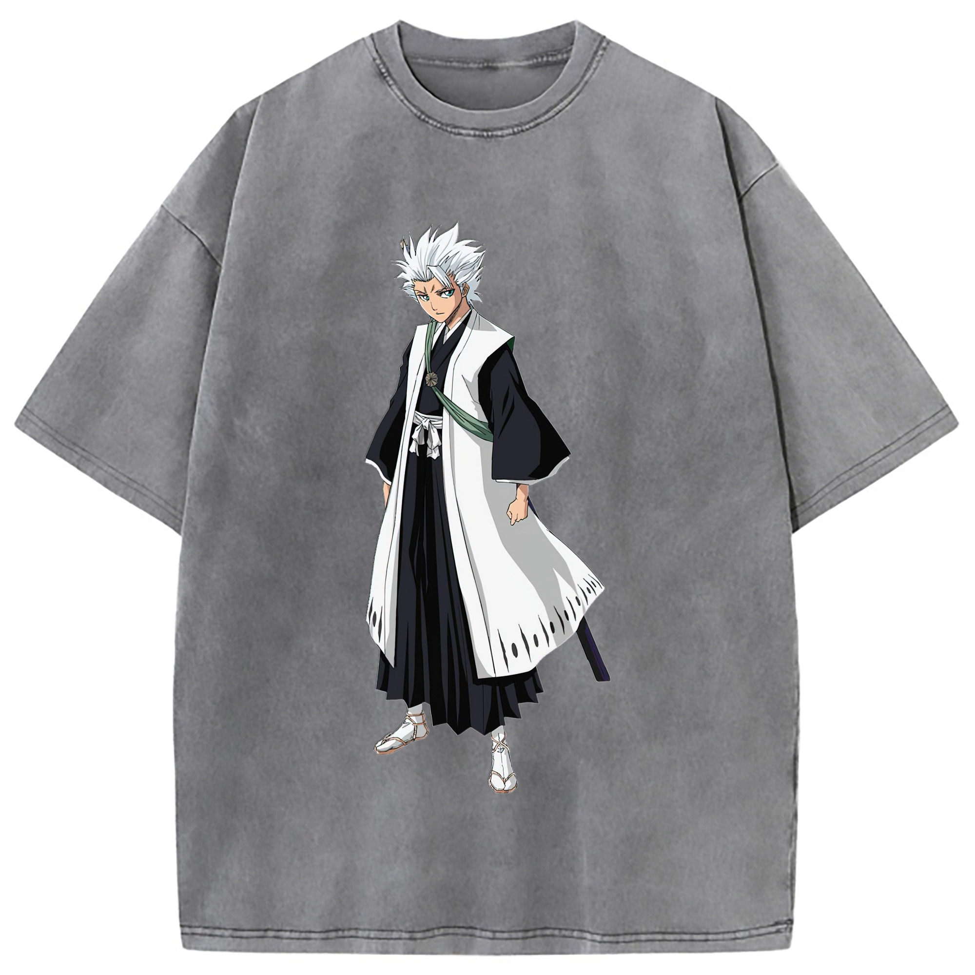 （画像用） ブリーチ 日番谷冬獅郎（ひつがや とうしろう） BLEACH Hitsugaya Toushirou 綿100% ヴィンテージ風 半袖Tシャツ（フロントプリント）