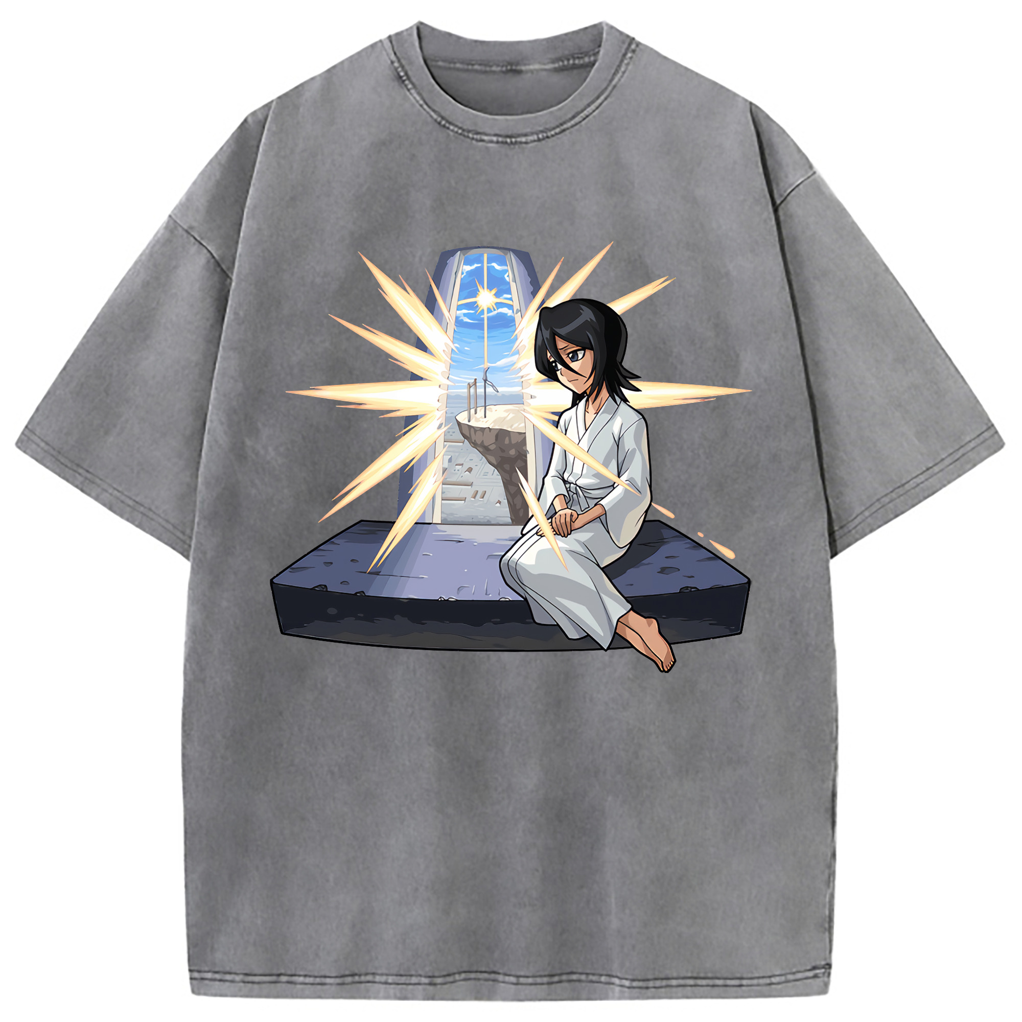（画像用） ブリーチ 朽木ルキア BLEACH Kuchiki Rukia 綿100% ヴィンテージ風 半袖Tシャツ（フロントプリント）