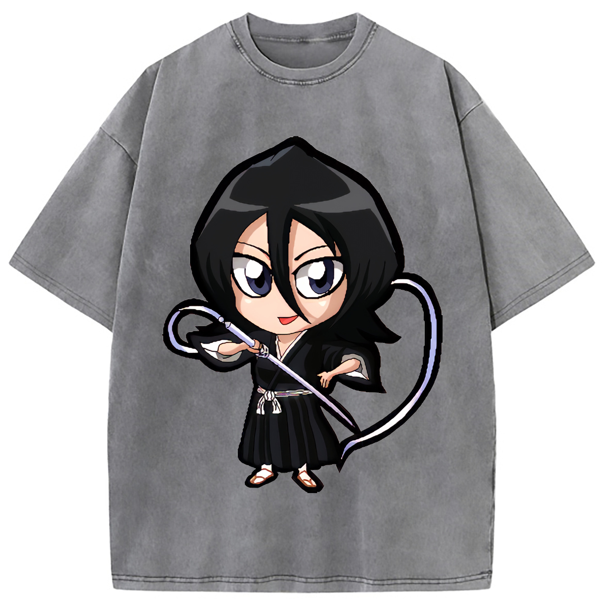（画像用） ブリーチ 朽木ルキア BLEACH Kuchiki Rukia 綿100% ヴィンテージ風 半袖Tシャツ（フロントプリント）