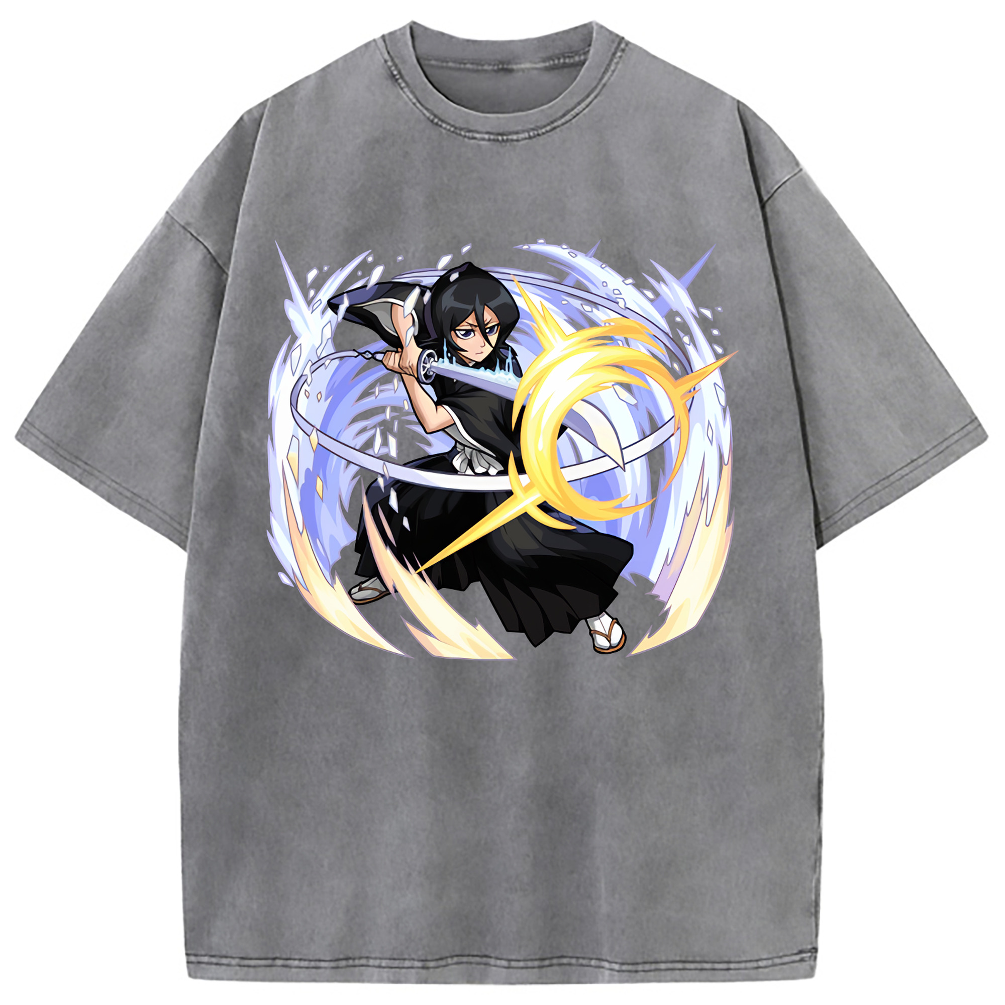 （画像用） ブリーチ 朽木ルキア BLEACH Kuchiki Rukia 綿100% ヴィンテージ風 半袖Tシャツ（フロントプリント）