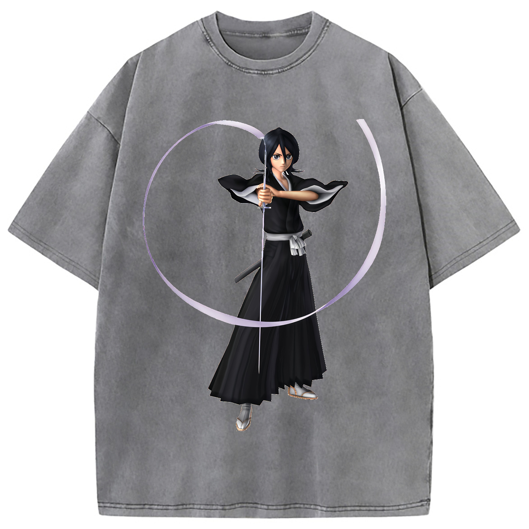 （画像用） ブリーチ 朽木ルキア BLEACH Kuchiki Rukia 綿100% ヴィンテージ風 半袖Tシャツ（フロントプリント）