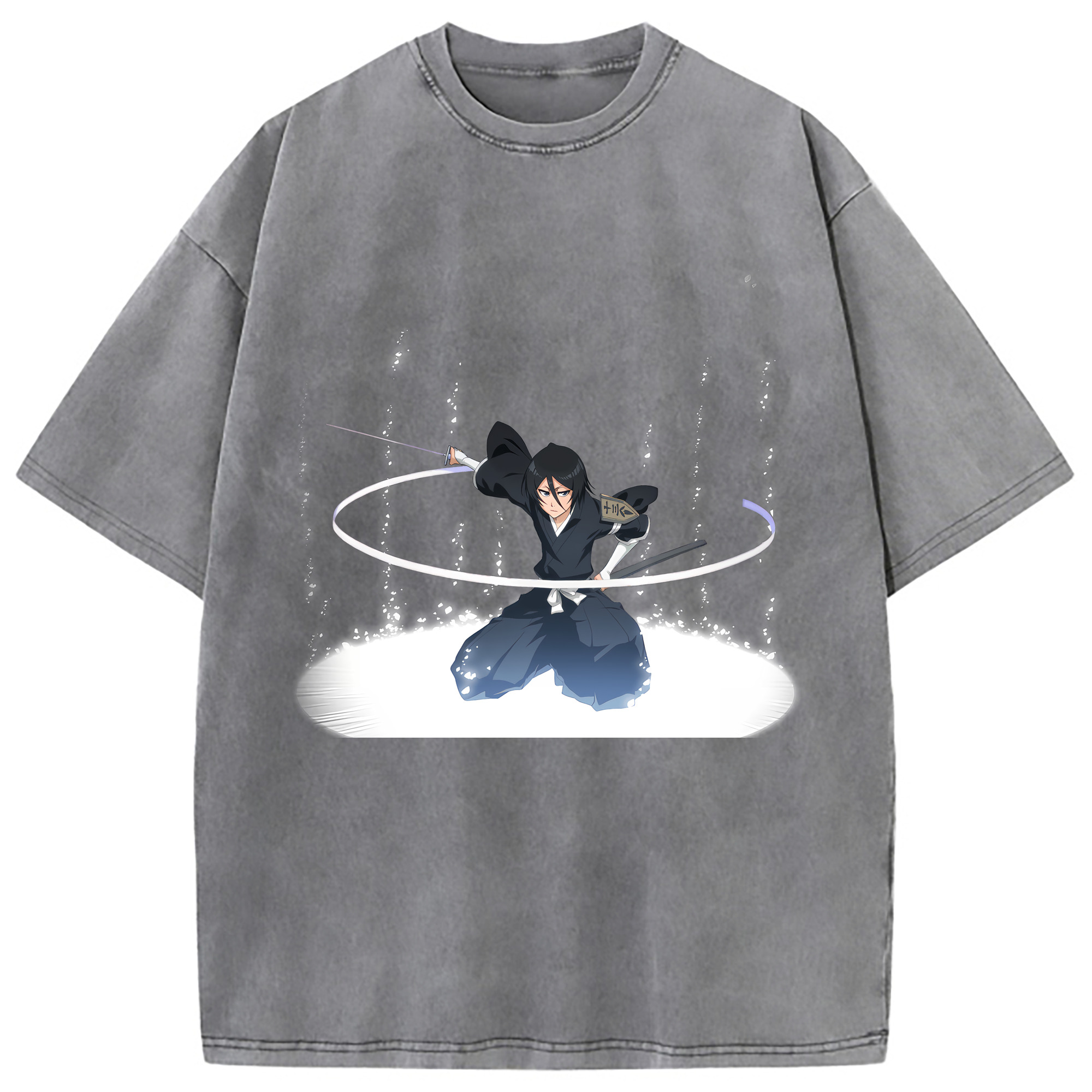 （画像用） ブリーチ 朽木ルキア BLEACH Kuchiki Rukia 綿100% ヴィンテージ風 半袖Tシャツ（フロントプリント）