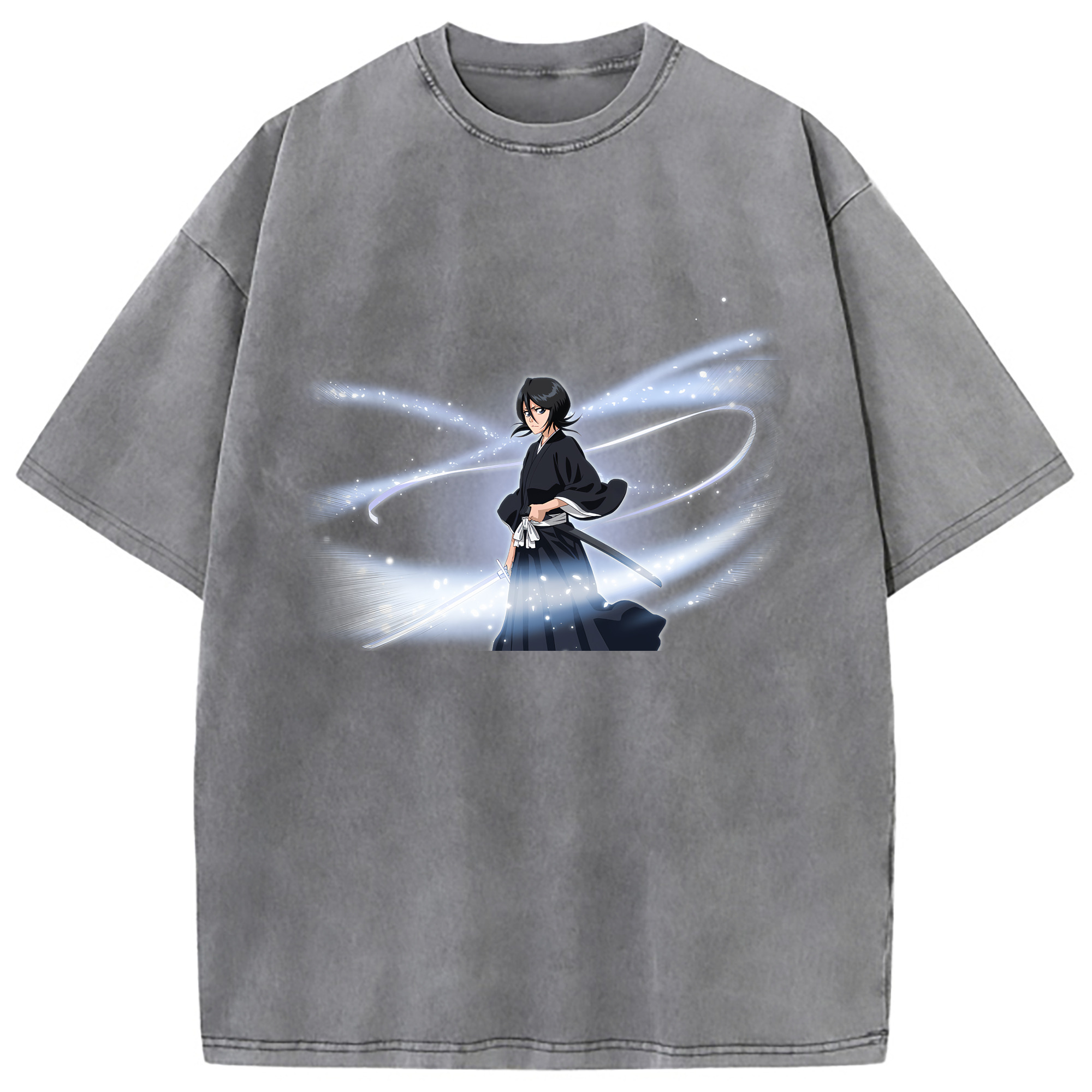 （画像用） ブリーチ 朽木ルキア BLEACH Kuchiki Rukia 綿100% ヴィンテージ風 半袖Tシャツ（フロントプリント）
