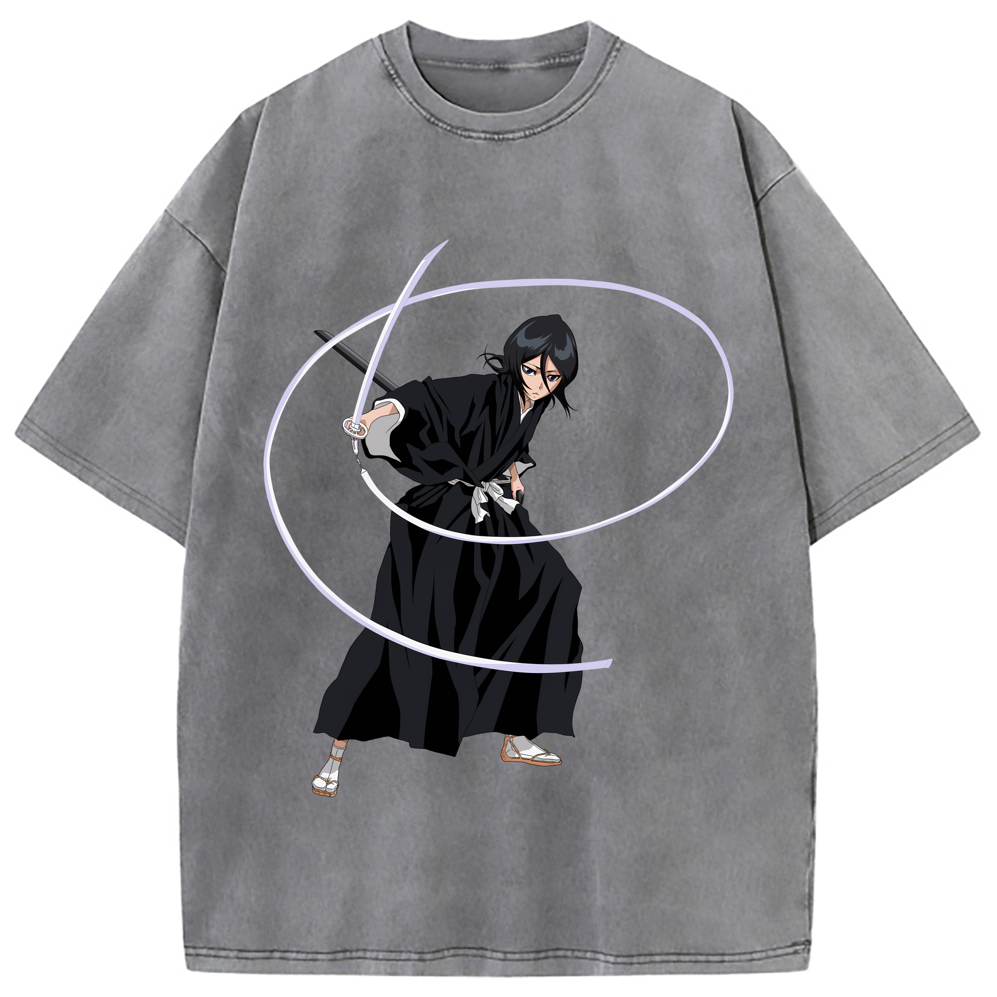 （画像用） ブリーチ 朽木ルキア BLEACH Kuchiki Rukia 綿100% ヴィンテージ風 半袖Tシャツ（フロントプリント）