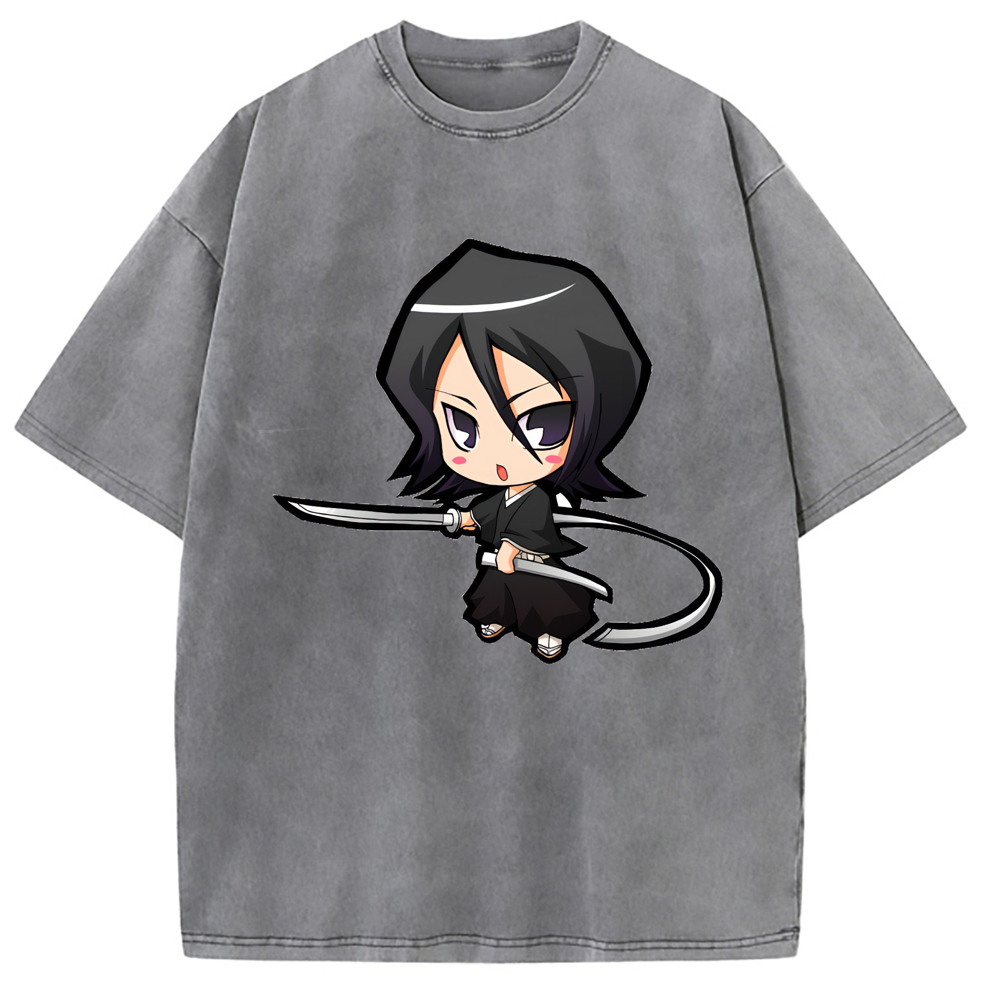 （画像用） ブリーチ 朽木ルキア BLEACH Kuchiki Rukia 綿100% ヴィンテージ風 半袖Tシャツ（フロントプリント）