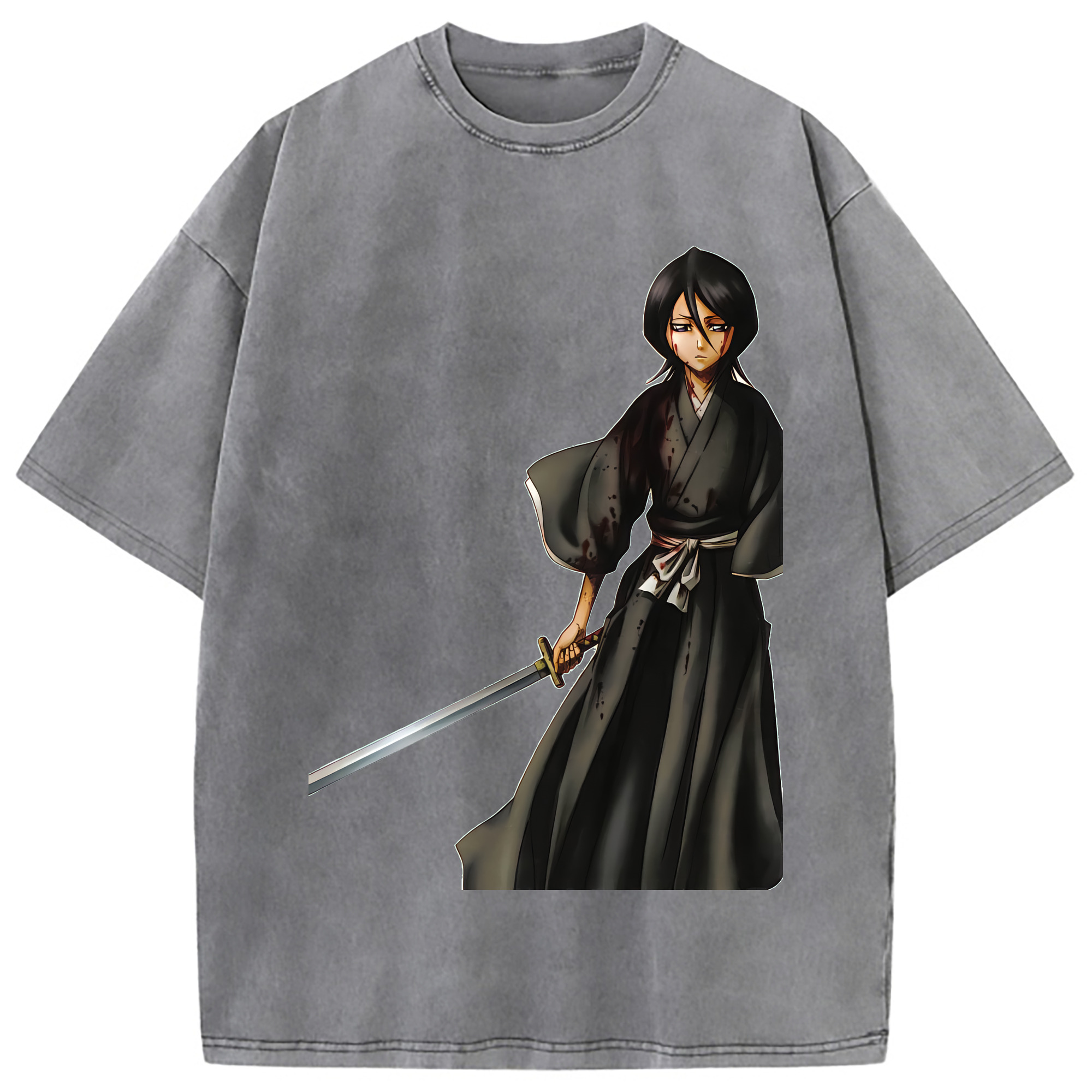 （画像用） ブリーチ 朽木ルキア BLEACH Kuchiki Rukia 綿100% ヴィンテージ風 半袖Tシャツ（フロントプリント）